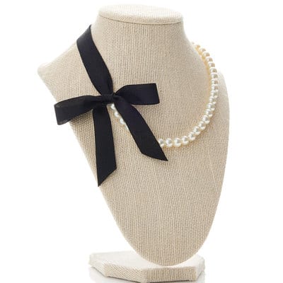 Black Ribbon Pearl Necklace