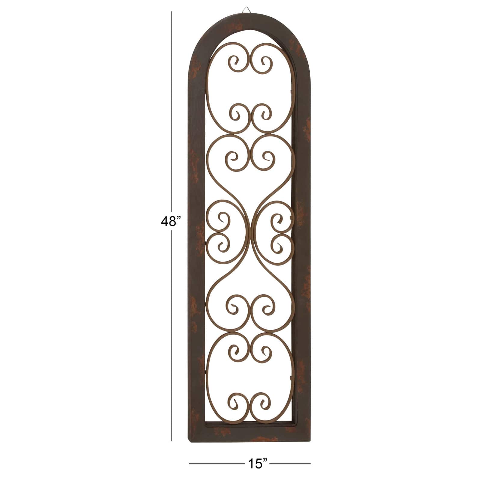 Brown Rustic Ornamental Metal Wall Decor, 48" x 15"