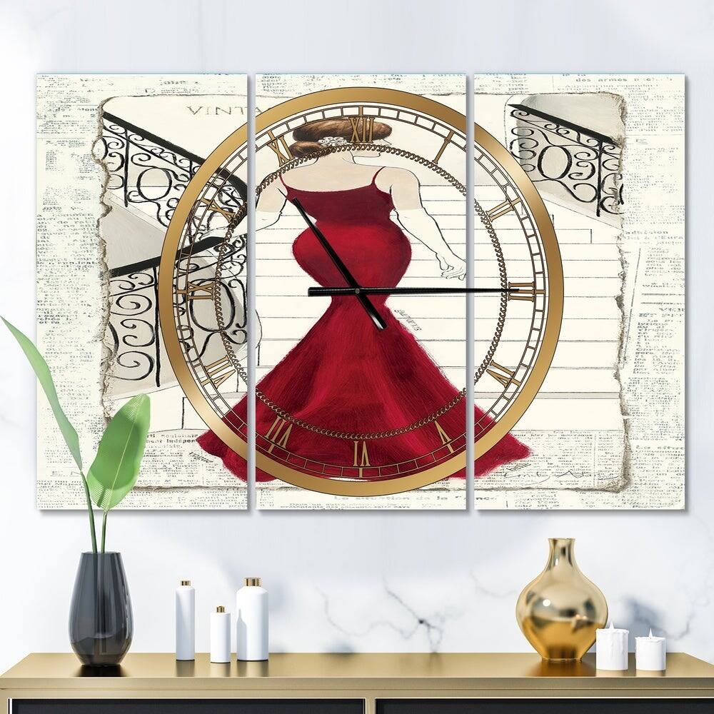 Designart Elegance Glam Paris Diva III Multipanel Wall Clock