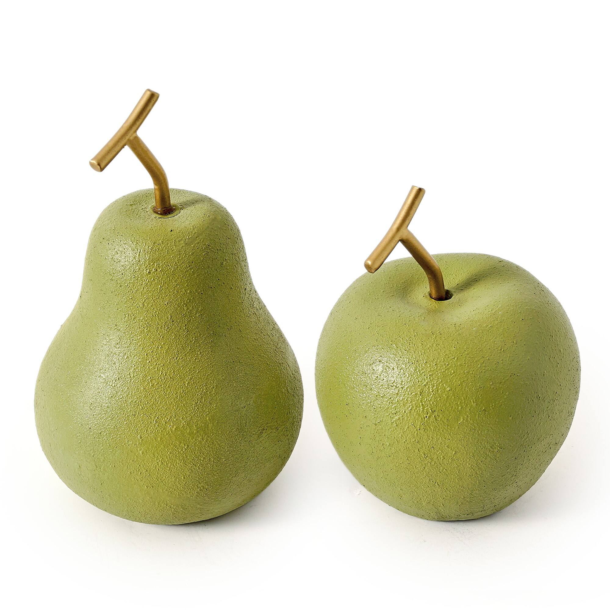 American Art Décor Green Fruit Tabletop Apple & Pear Set