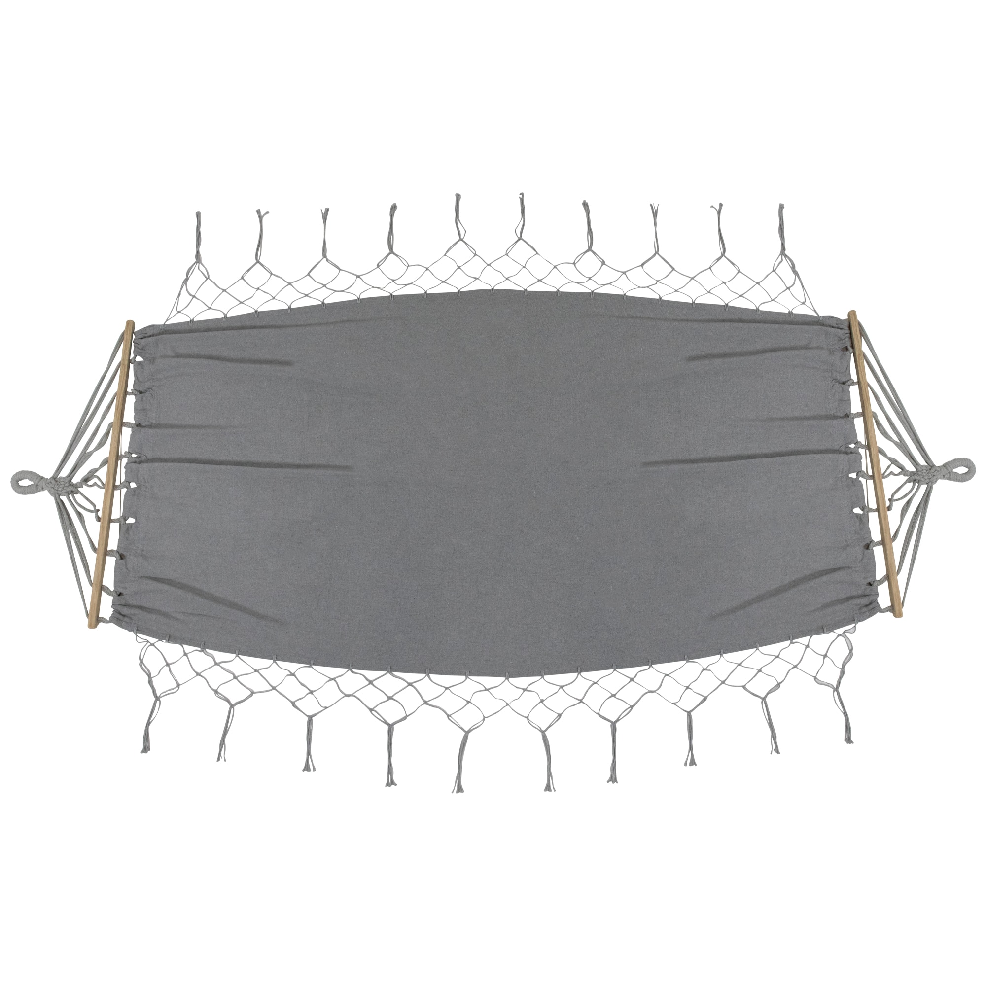 100" x 41" Hammock with Netted Fringe & Wooden Bars