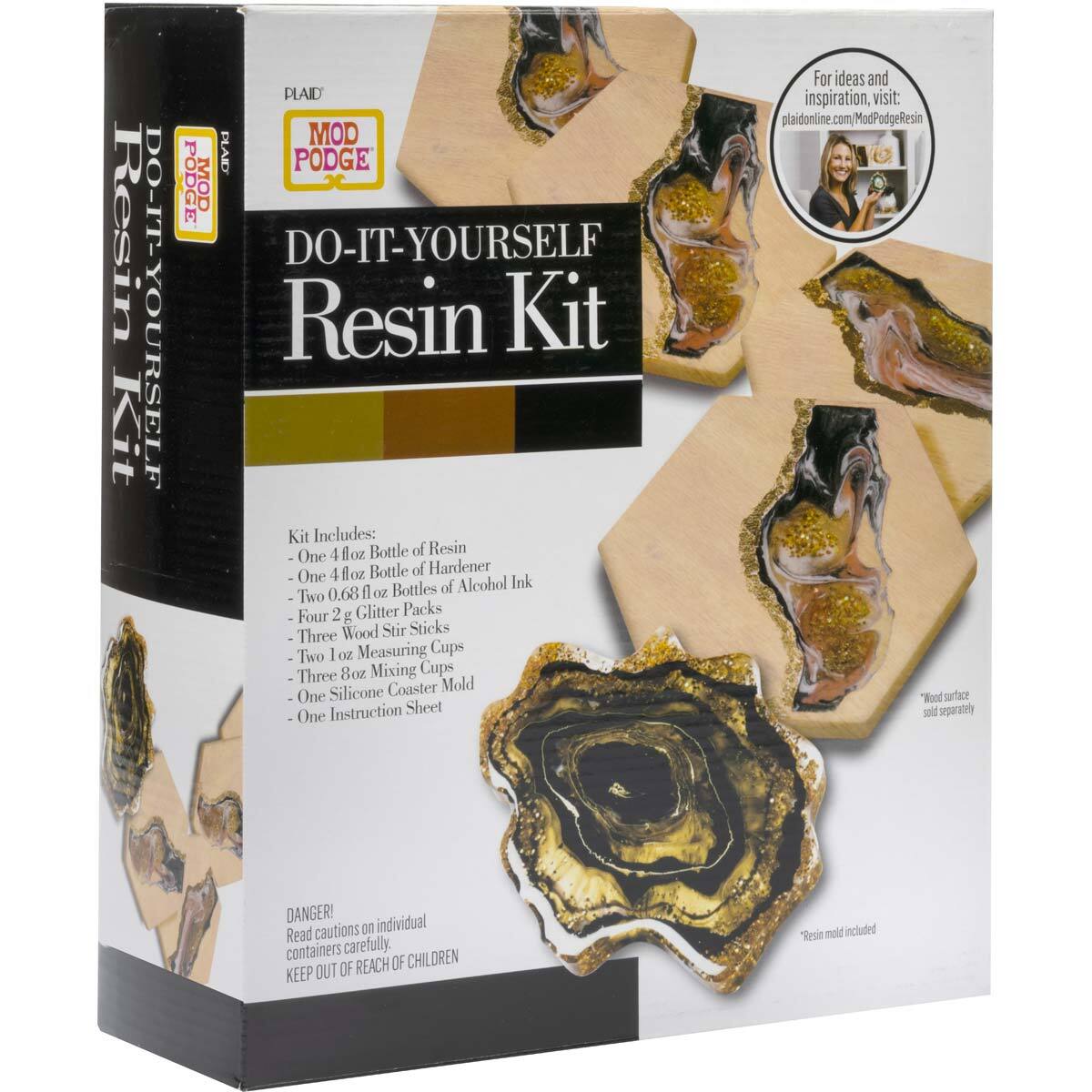Mod Podge&#xAE; Black &#x26; Gold Do-It-Yourself Geode Coaster Kit
