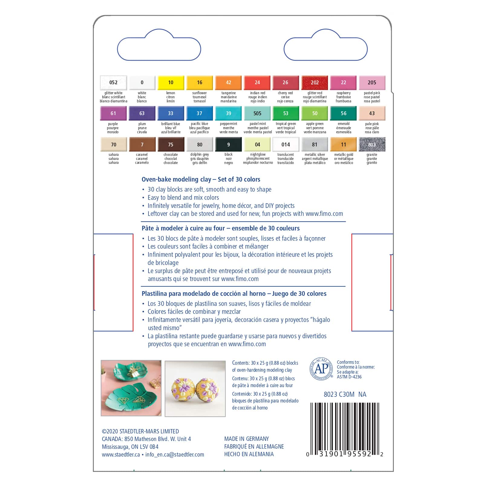 Mars Plastic FIMO Clay Soft Basic Colours, 12 assorted colours