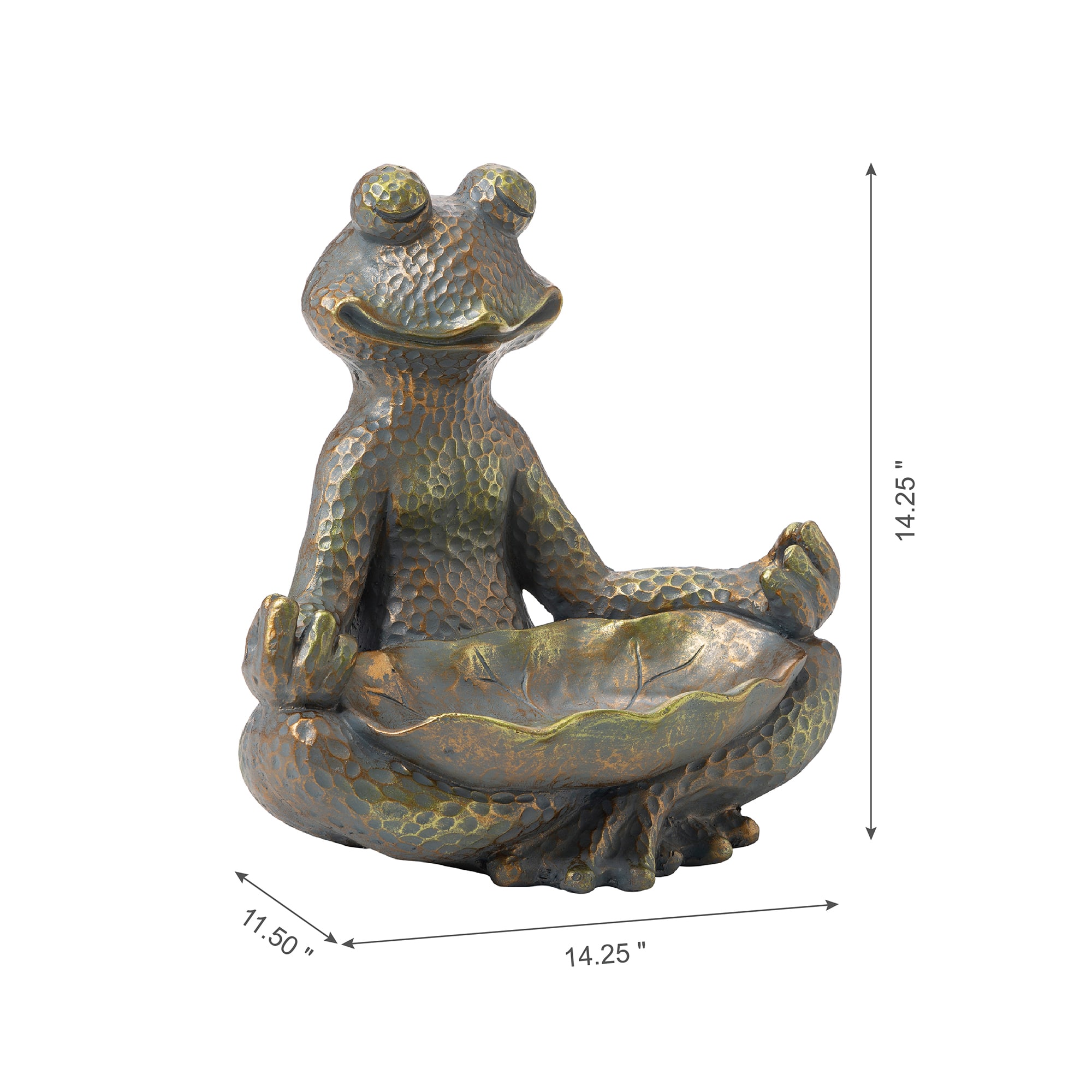 Glitzhome&#xAE; 14&#x22; Bronze Yoga Frog Statue