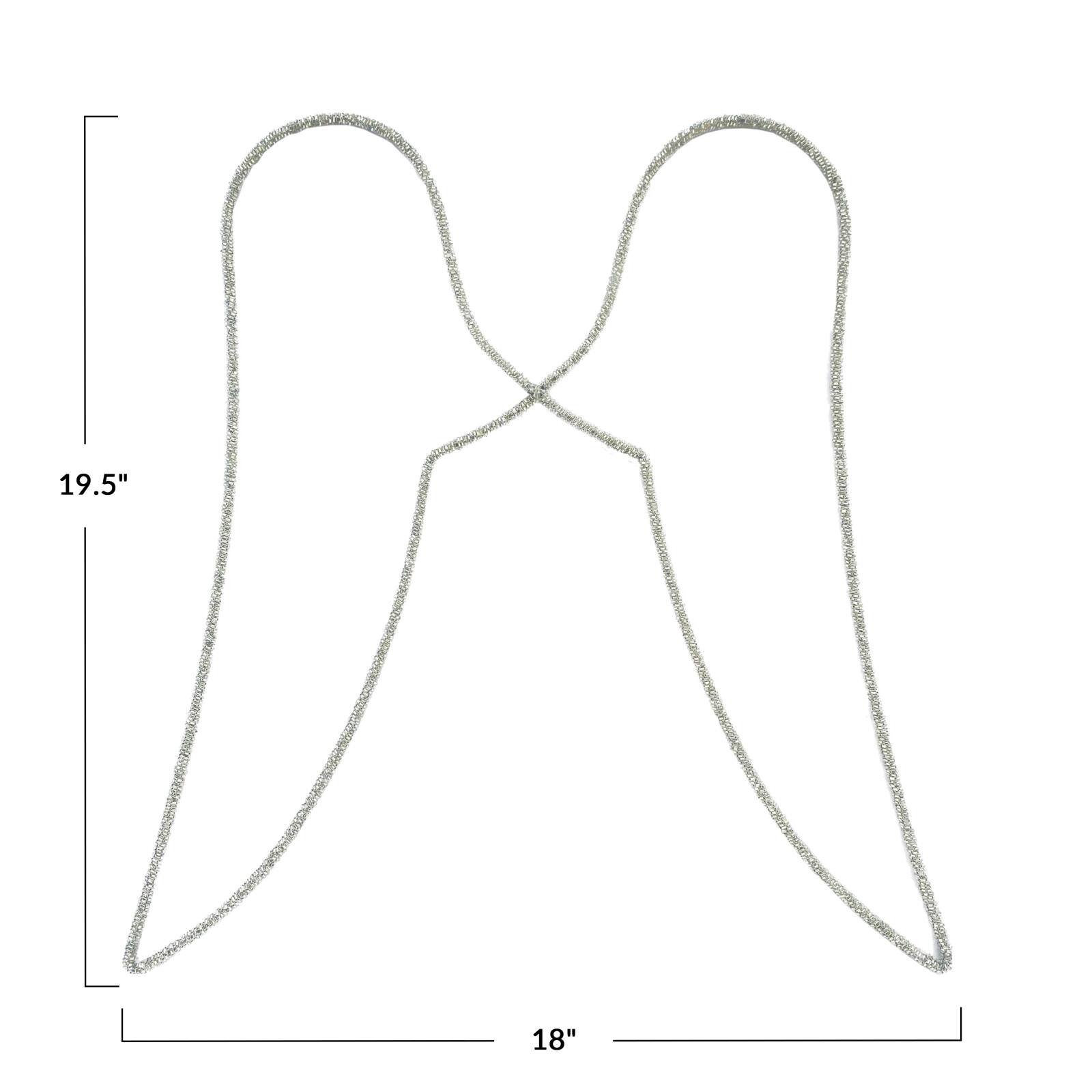 Hello Honey&#xAE; 19.5&#x22; Silver Finish Glass Beaded Metal Angel Wings