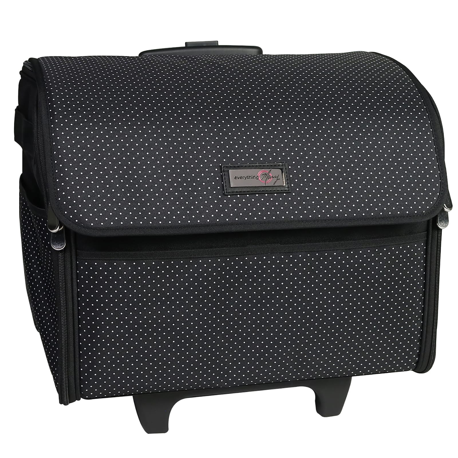 Everything Mary Collapsible Black Pin Dot Rolling Sewing Machine Tote