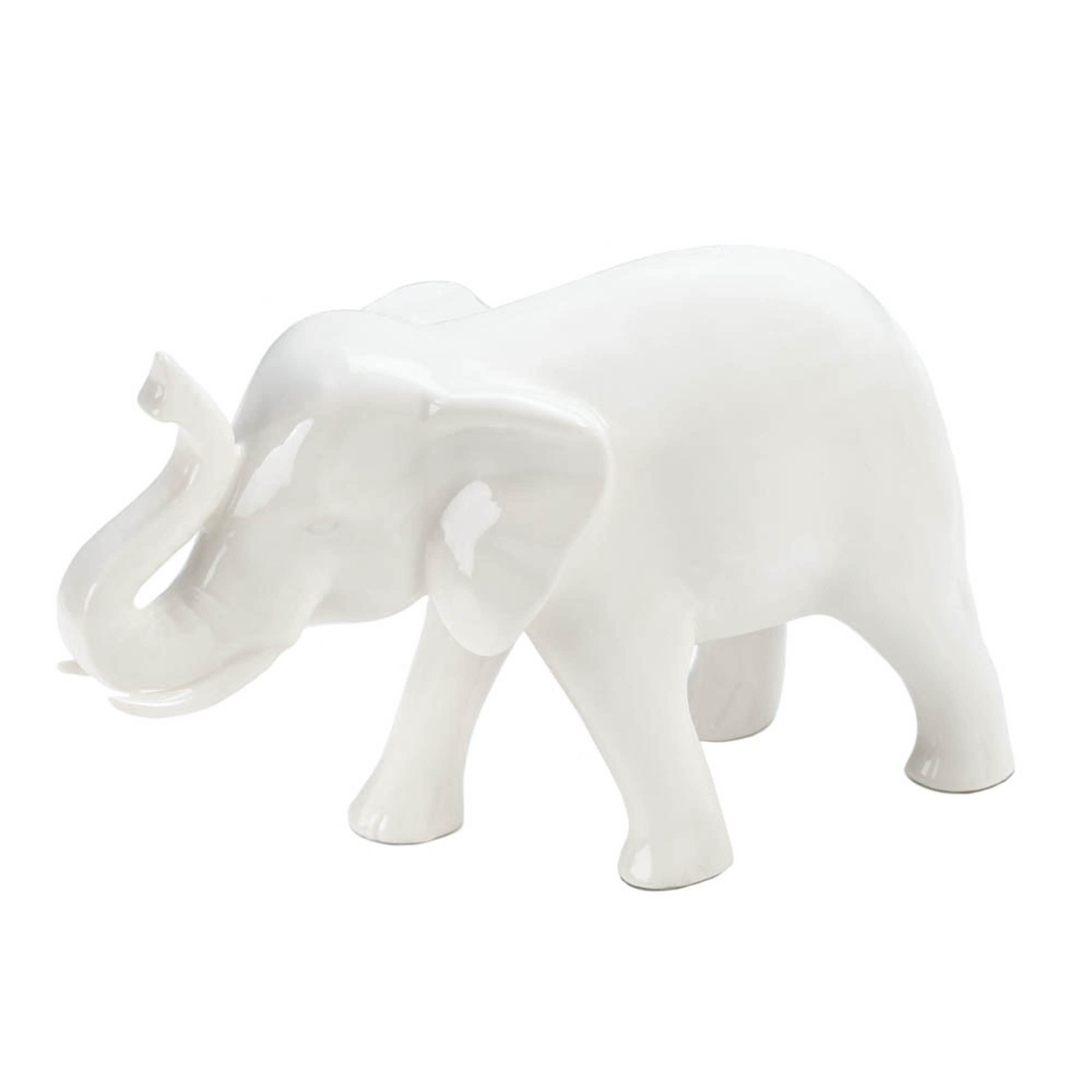 Matte White Ceramic Elephant Salt and Pepper Set with Tray - Eager Elephants  in White