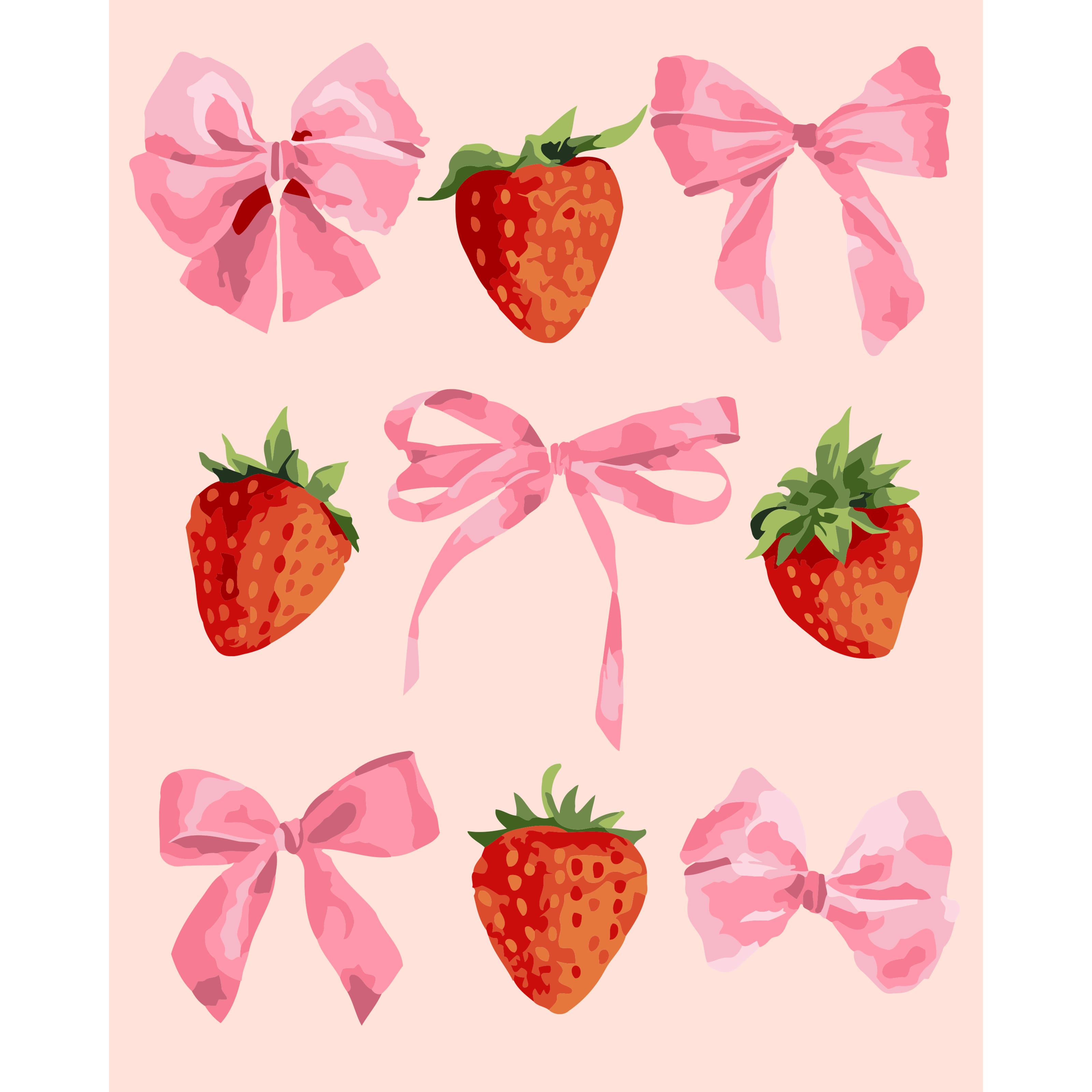 8" x 10" Coquette Bow & Strawberry Paint-by-Number Kit with Wood Display Hanger by Artist's Loft®