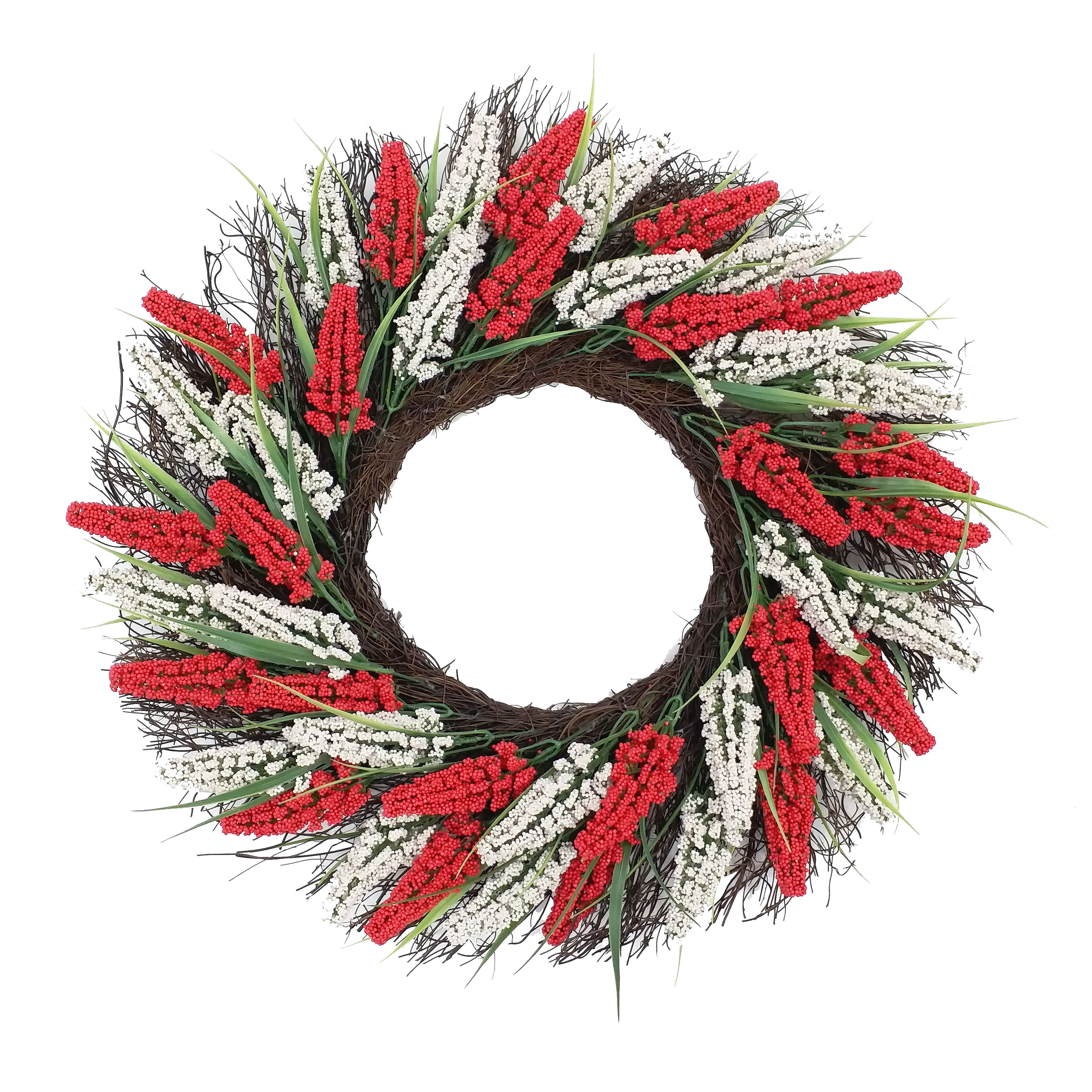 22&#x22; Red &#x26; White Heather Wreath by Celebrate It&#x2122;