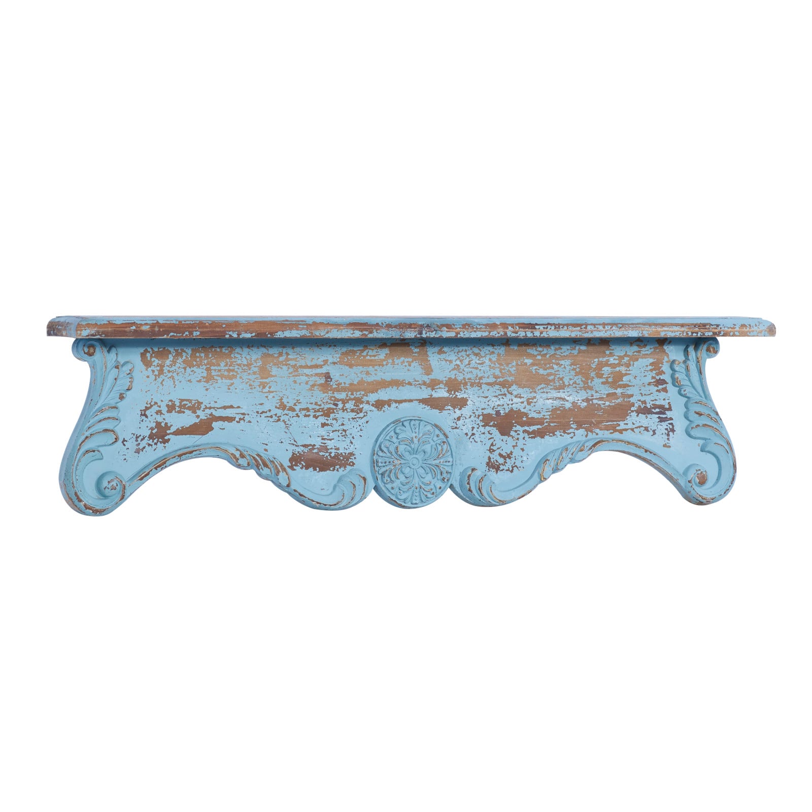 32&#x22; Blue Wood Rustic Wall Shelf