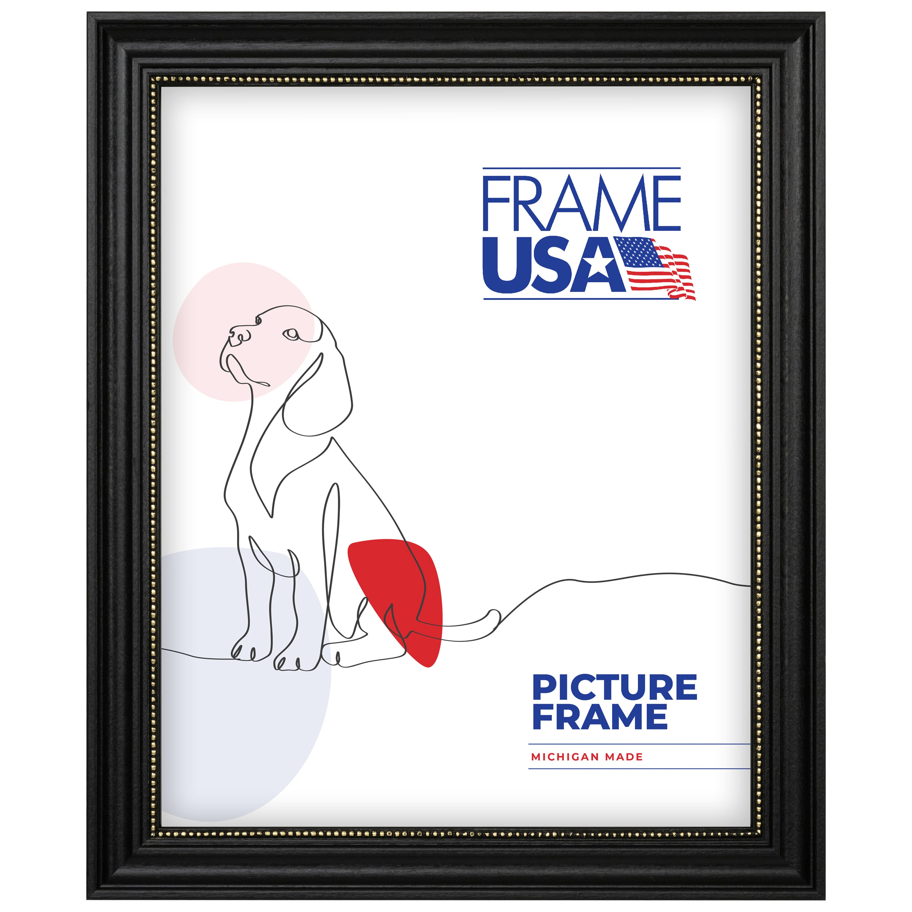 Frame USA Boardroom Black with Gold Bead Single Image Picture Frame