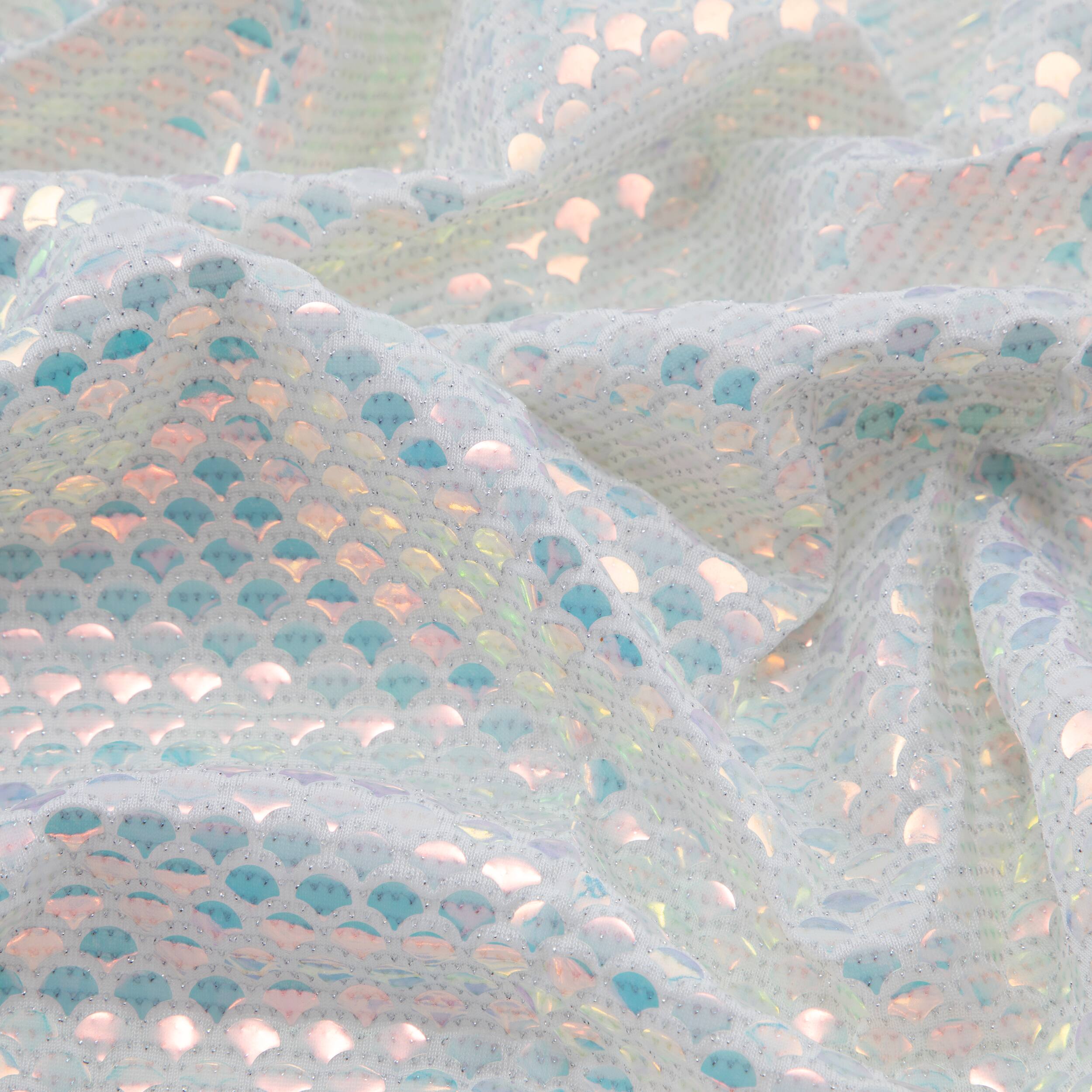 Cosplay by Yaya Han White Iridescent Scale Stretch Fabric