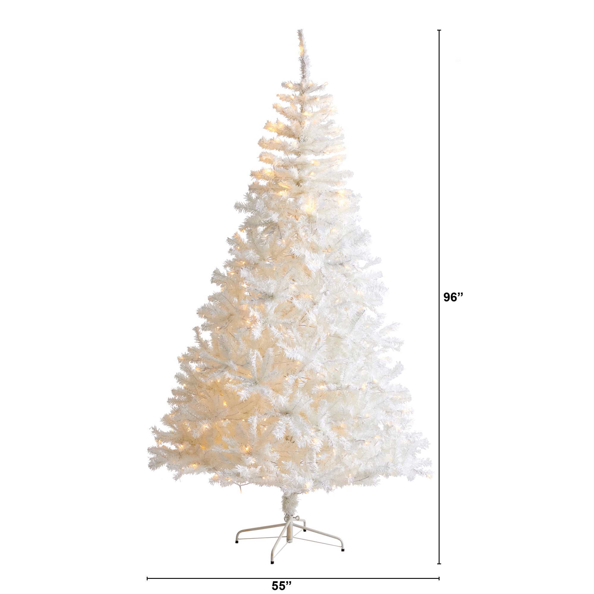 8ft. Pre-Lit White Artificial Christmas Tree, Clear LED Lights