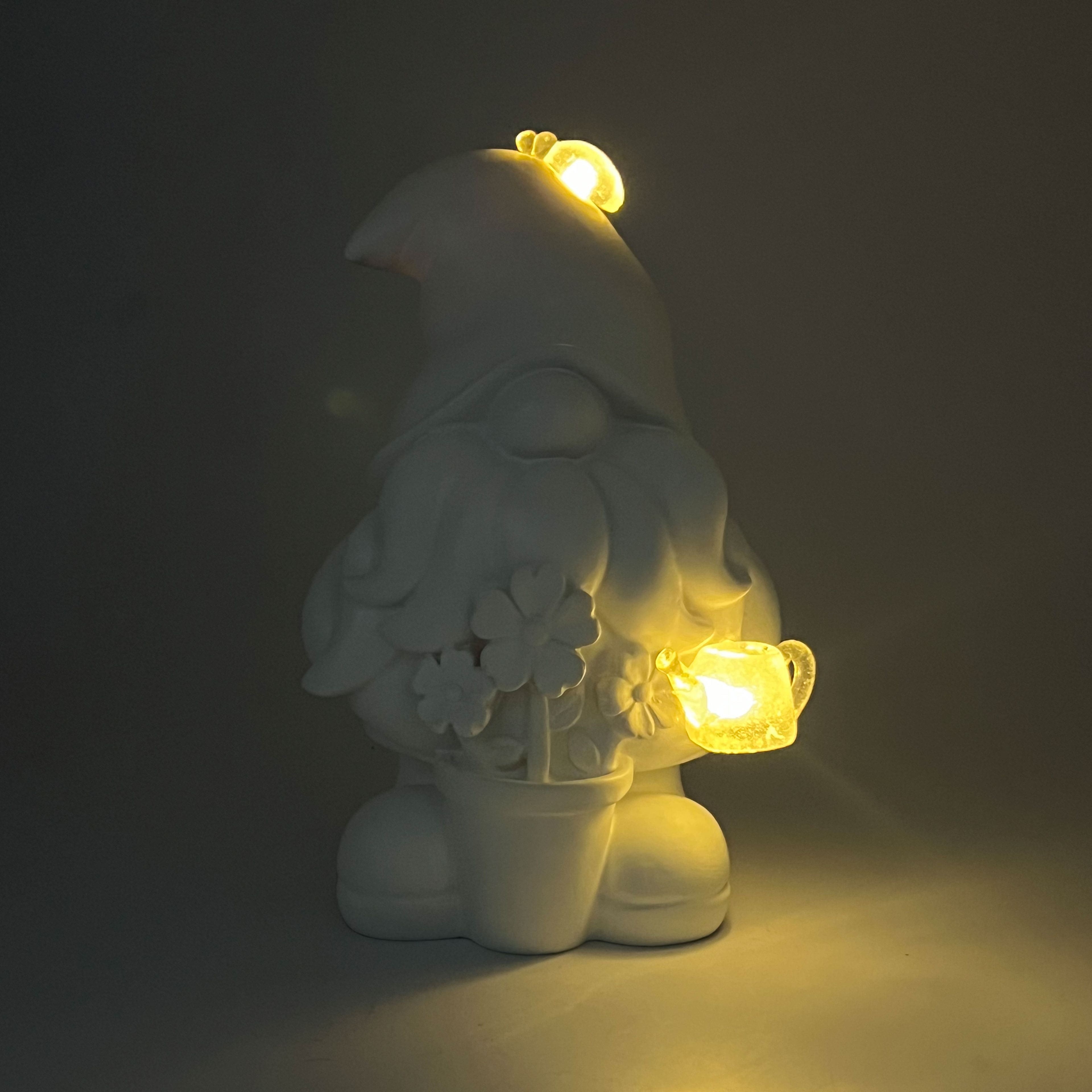 7&#x22; Solar LED Gnome with Flowers DIY D&#xE9;cor by Make Market&#xAE;