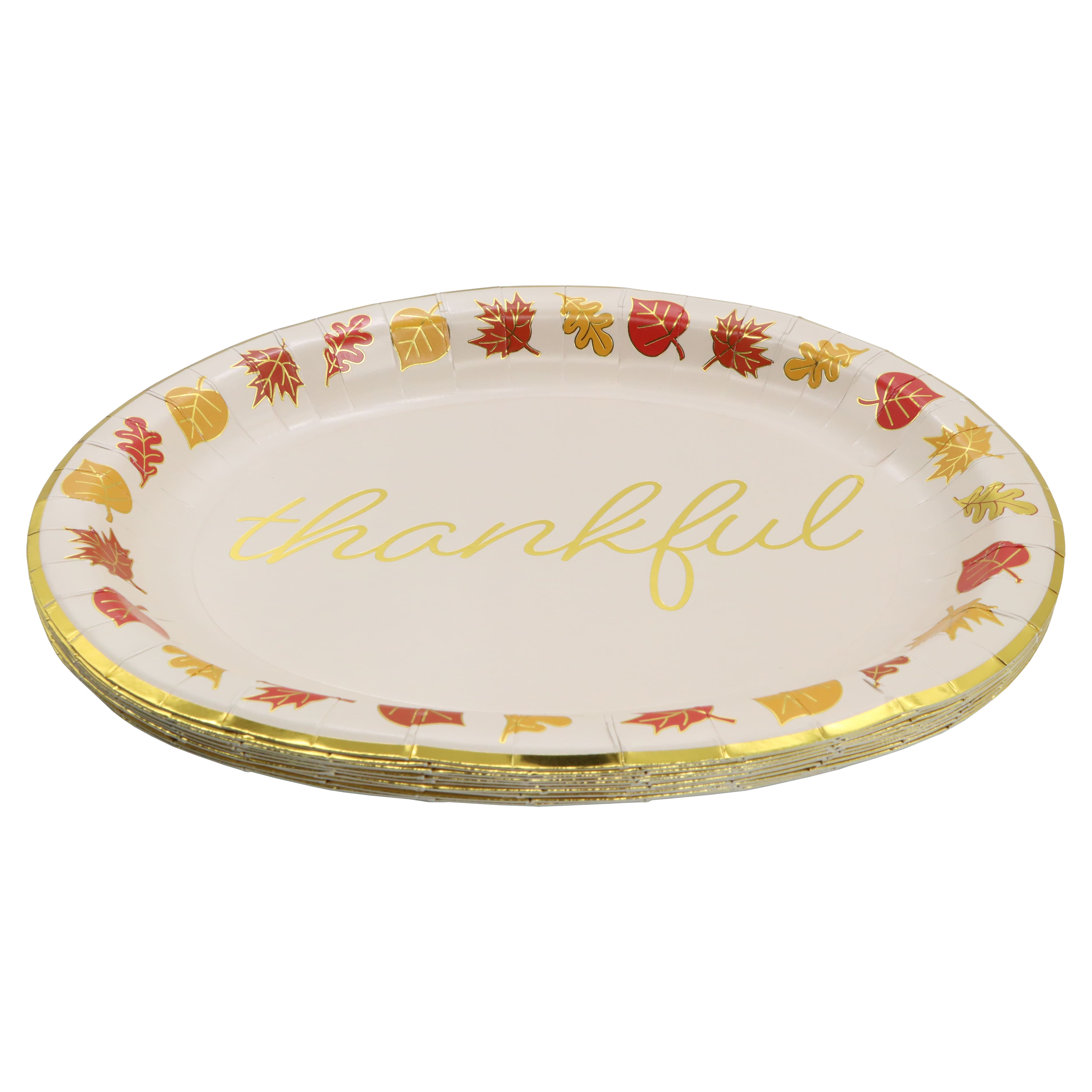 12&#x22; Oval Thankful Leaves Paper Plates, 12ct. by Celebrate It&#x2122;