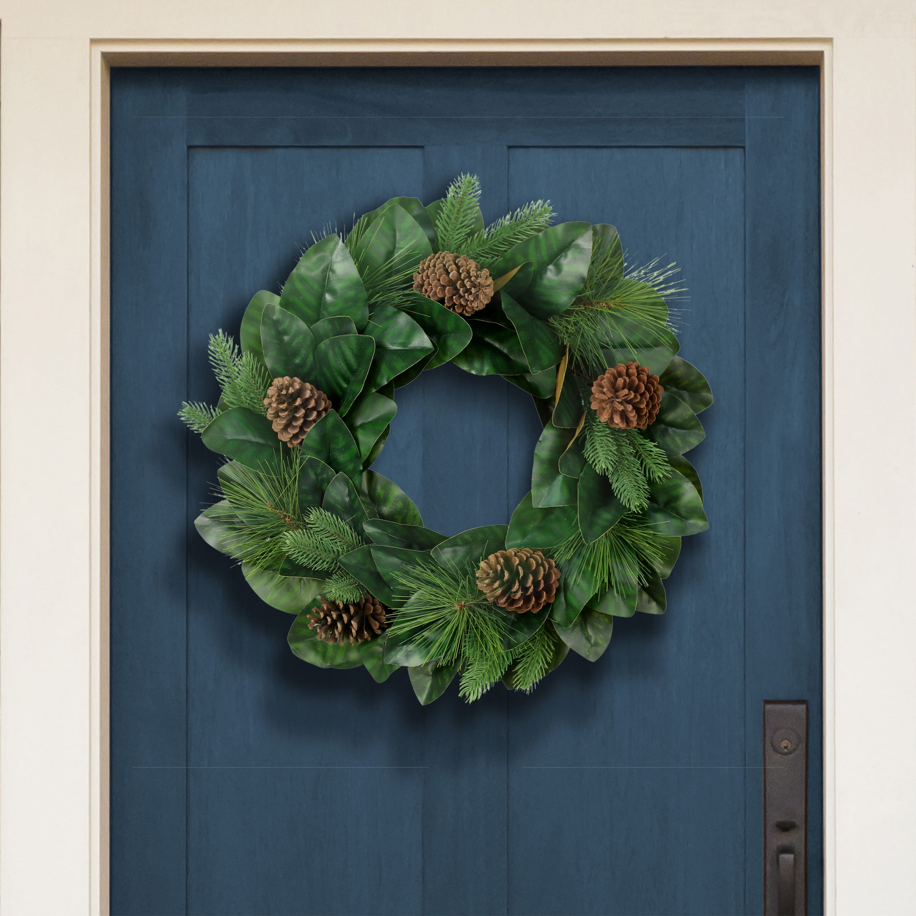 24&#x22; Magnolia Leaves &#x26; Pinecones Wreath