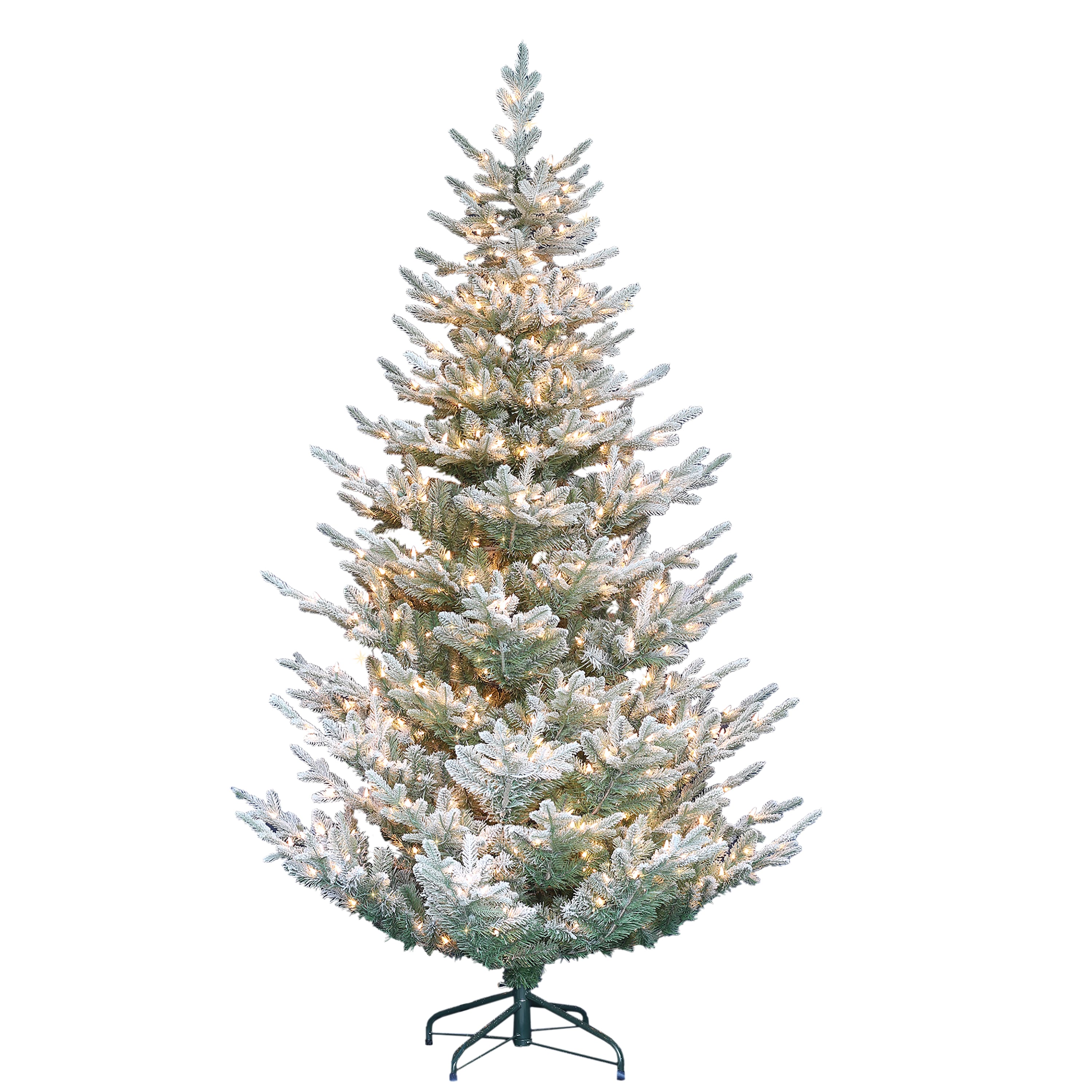 7.5ft. Pre-Lit Flocked Hillside Spruce Artificial Christmas Tree, Clear Lights