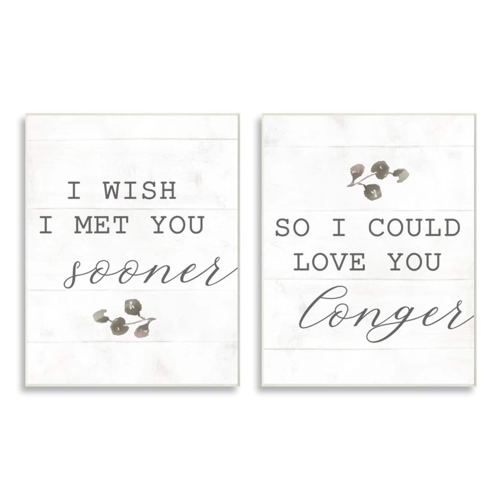 Stupell Industries I Wish I Met You Sooner So I Could Love You Longer Wall Plaque Set