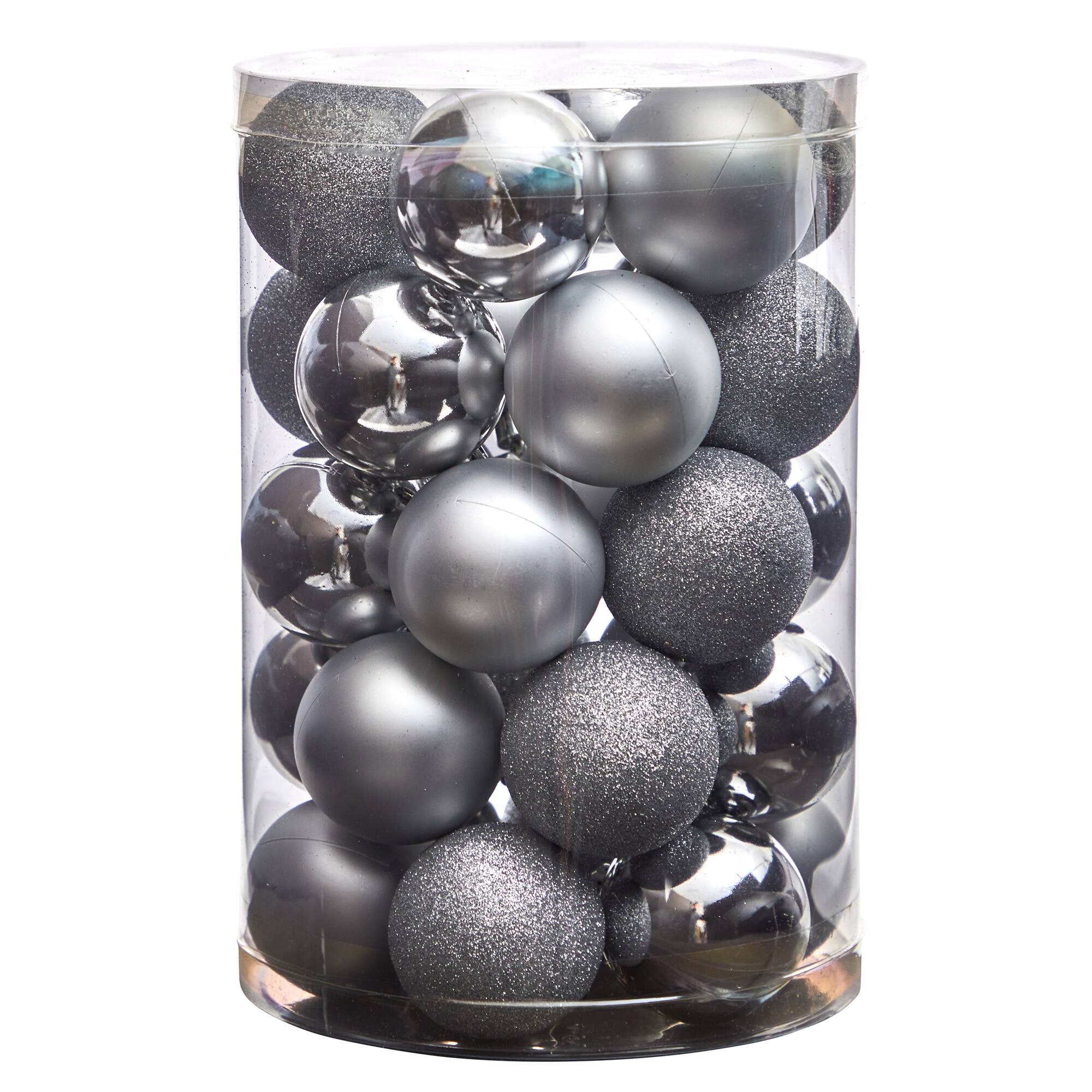 30ct. 2.5&#x22; Silver Shatterproof Christmas Ornaments