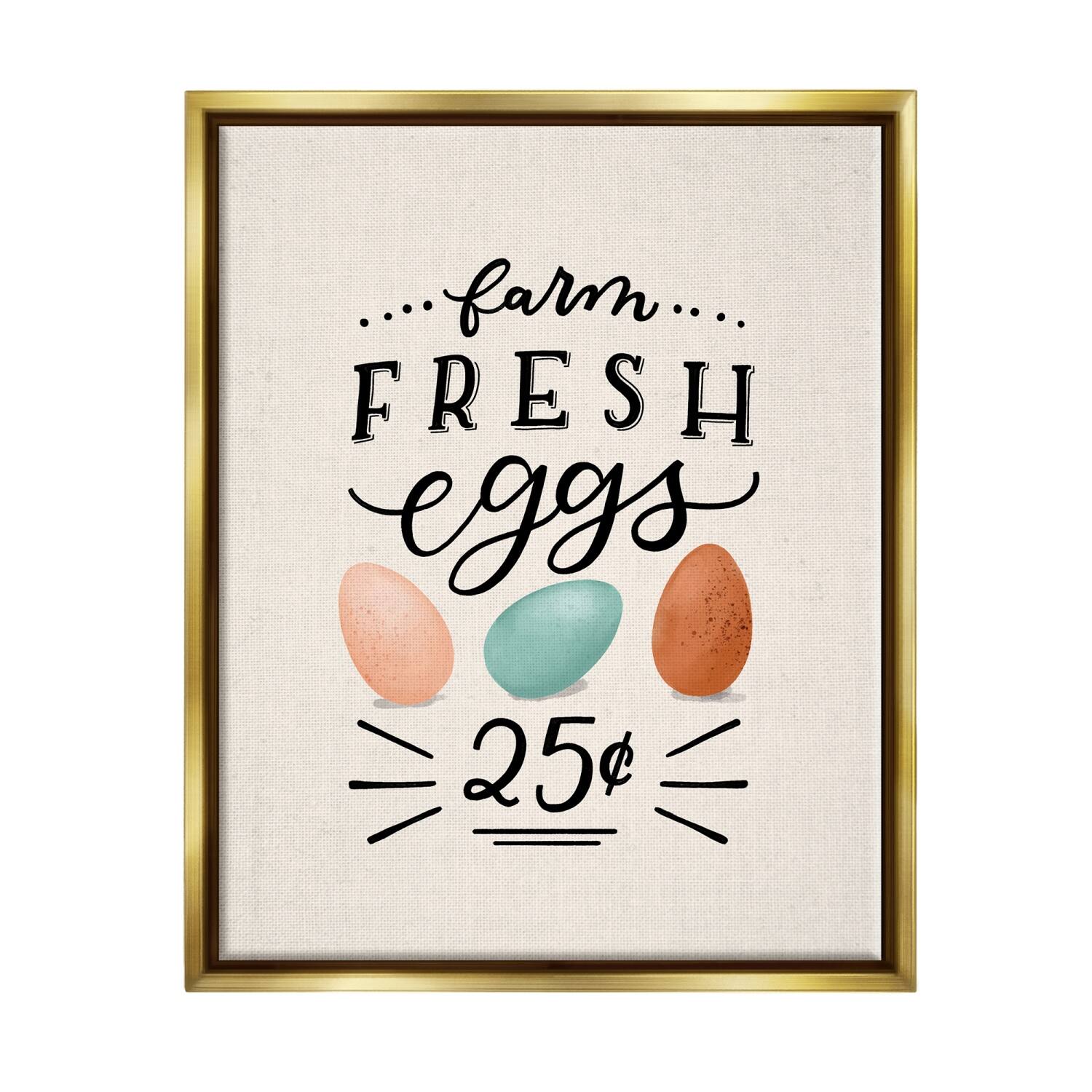Stupell Industries Farm Fresh Eggs Sign Floater Framed Art