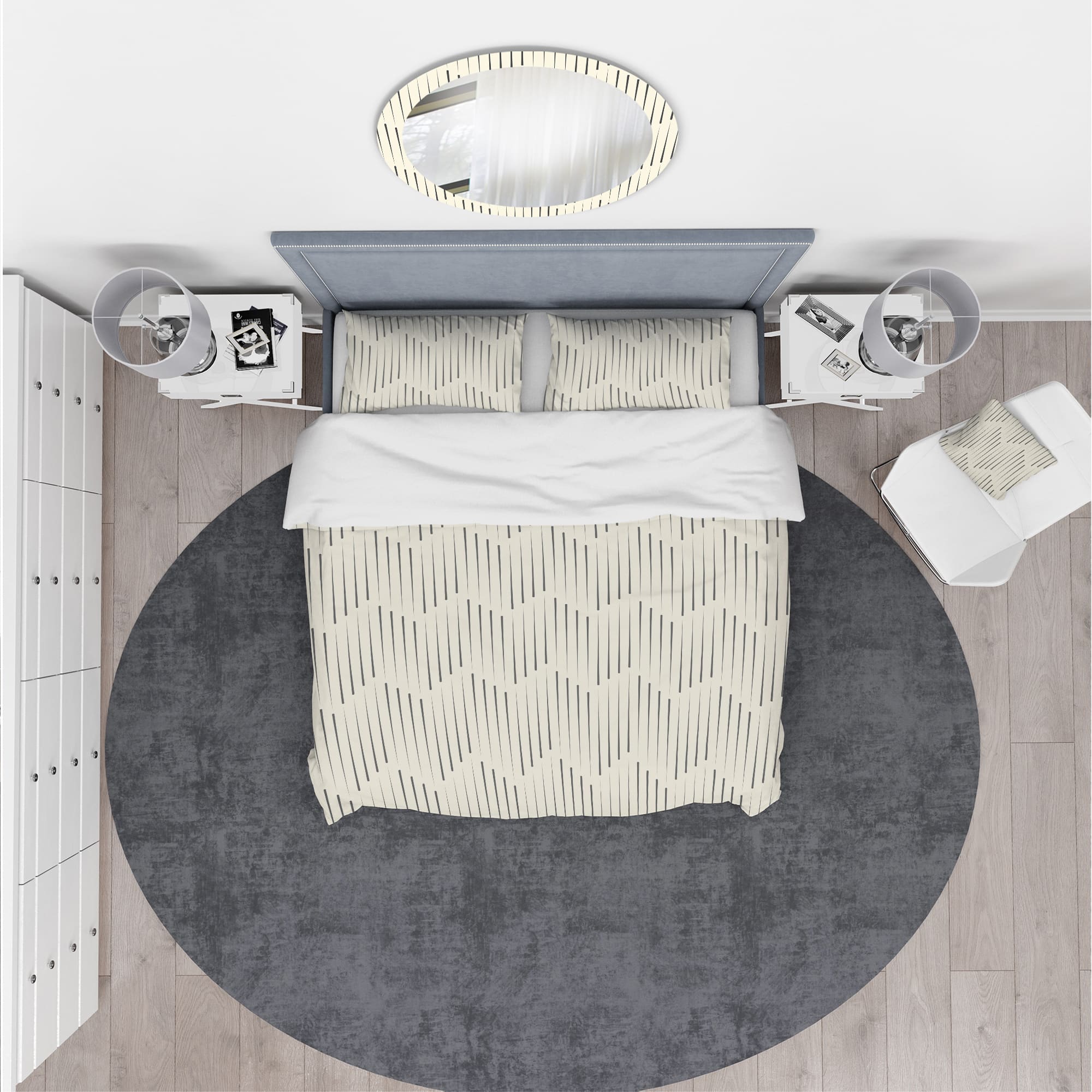 Designart &#x27;Zigzag Background Minimal Striped Design&#x27; Scandinavian Bedding Set - Duvet Cover &#x26; Shams