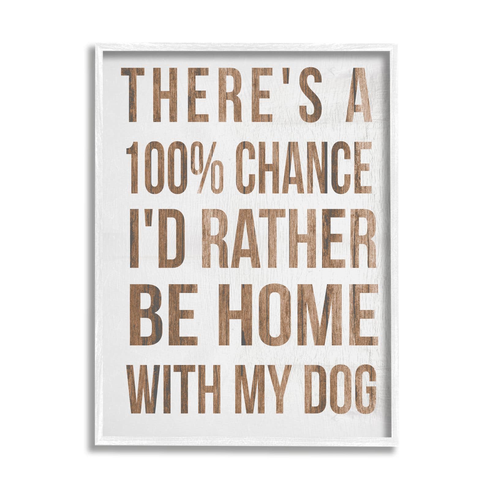 Stupell Industries 100% I'd Rather Be Home With Dog Phrase Framed Wall Art