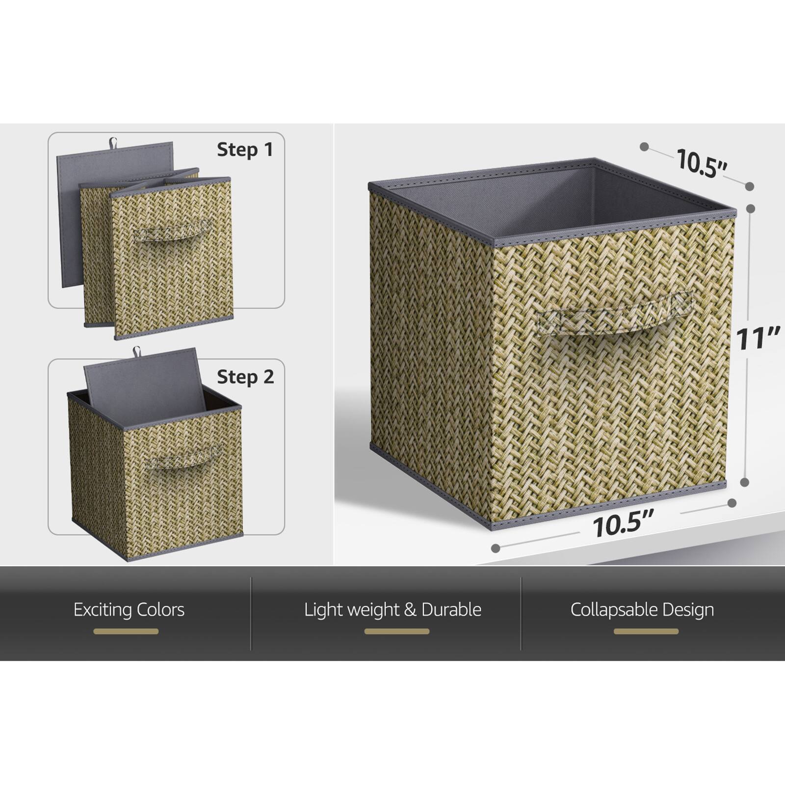 Sorbus 11&#x22; Gray Woven Foldable Storage Cubes, 4ct.