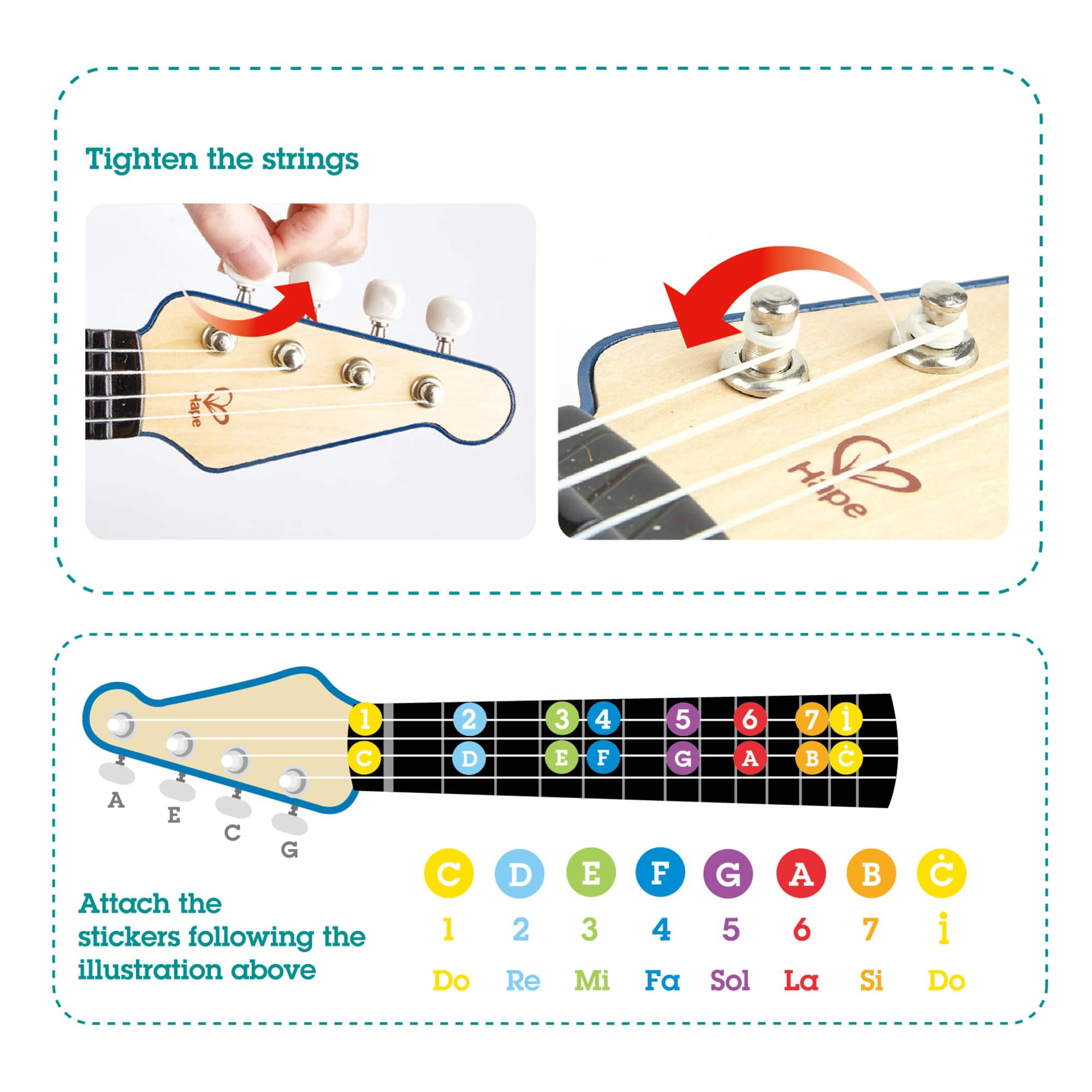 Hape Learn With Lights Blue Electronic Ukulele