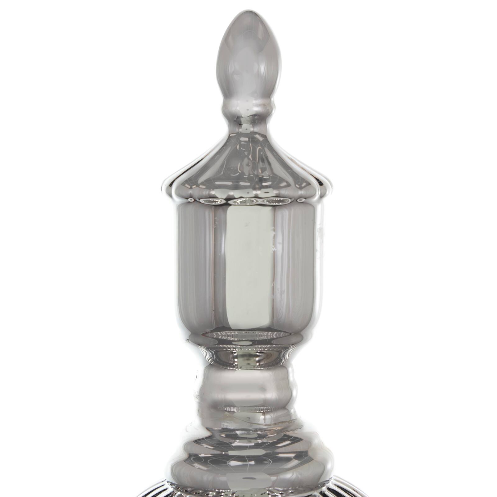 Silver Ceramic Decorative Jars with Grooves