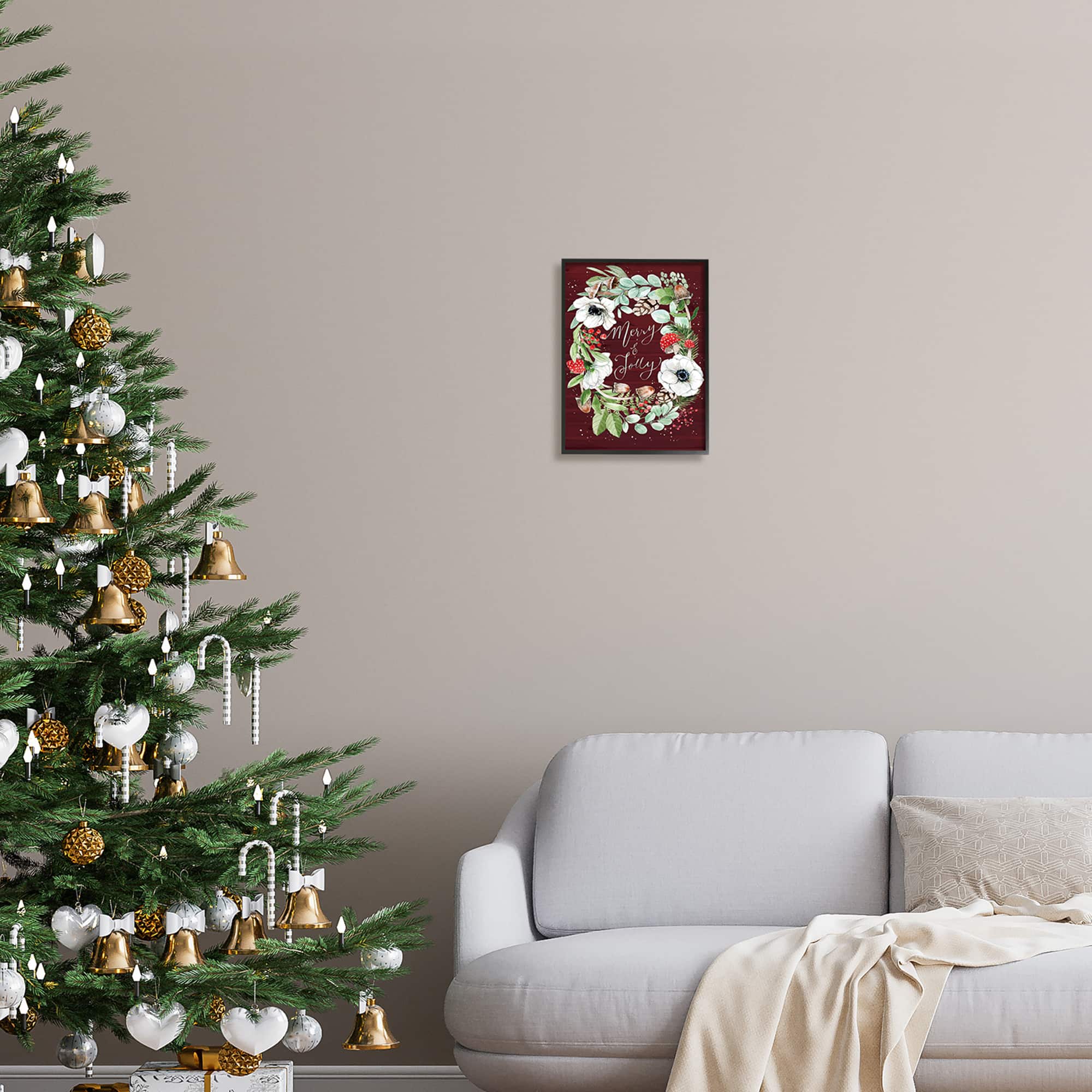 Stupell Industries Merry & Jolly Seasonal Mushroom Wreath Framed Giclee Art