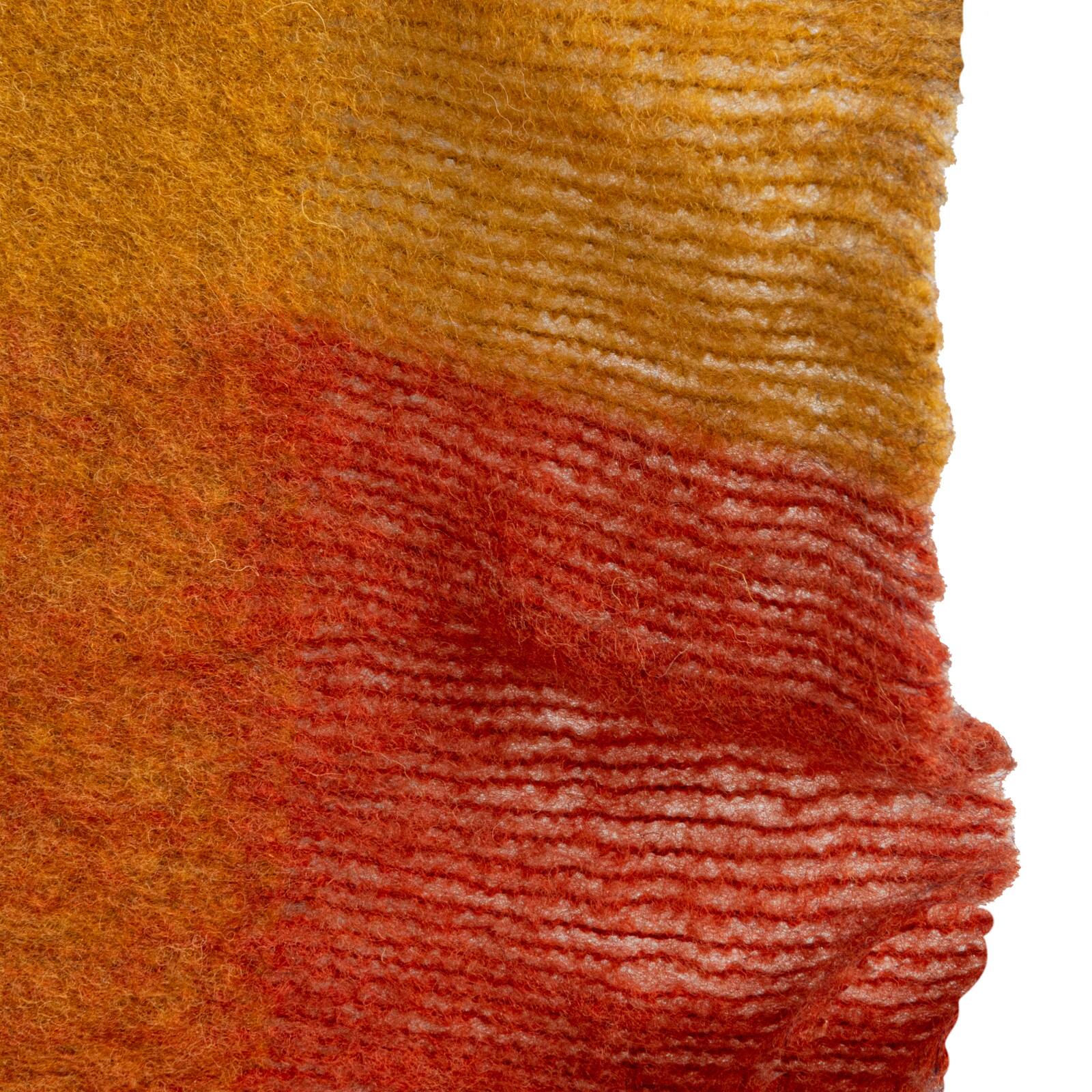Hello Honey® Gold & Orange Block Wool & Acrylic Ruffled Throw Blanket