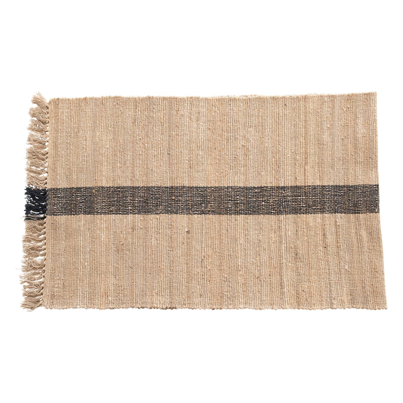 Hello Honey&#xAE; Natural Jute &#x26; Cotton Floor Runner with Black Woven Stripe, 2.5ft.x9ft.