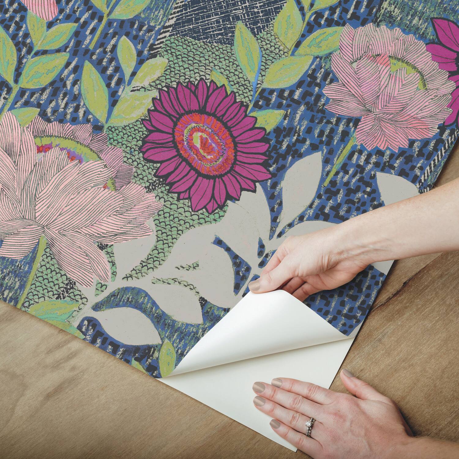 RoomMates Tamara Day Blue Botanical Garden Peel &#x26; Stick Wallpaper