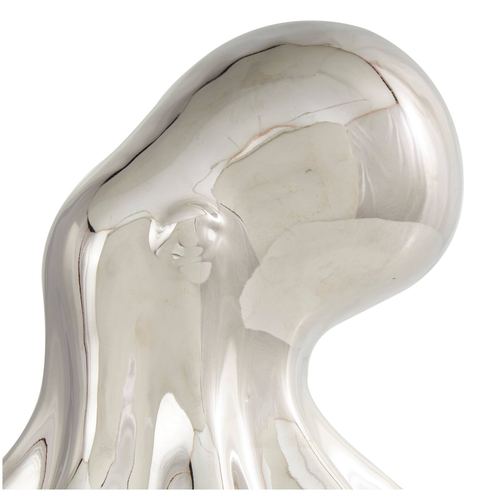 12&#x22; Silver Ceramic Octopus Sculpture