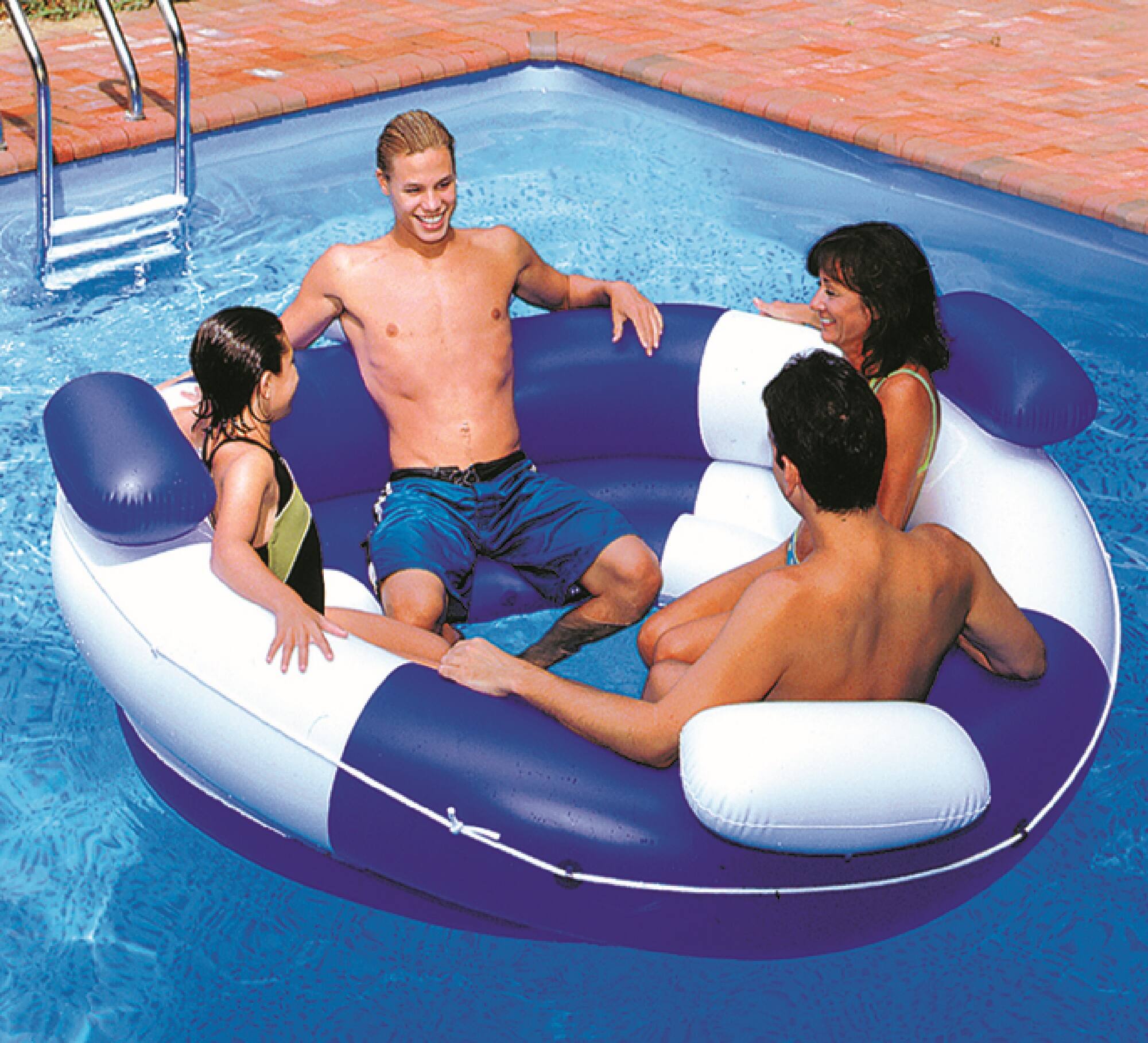 7ft. Inflatable Blue & White Swimming Pool Lounger