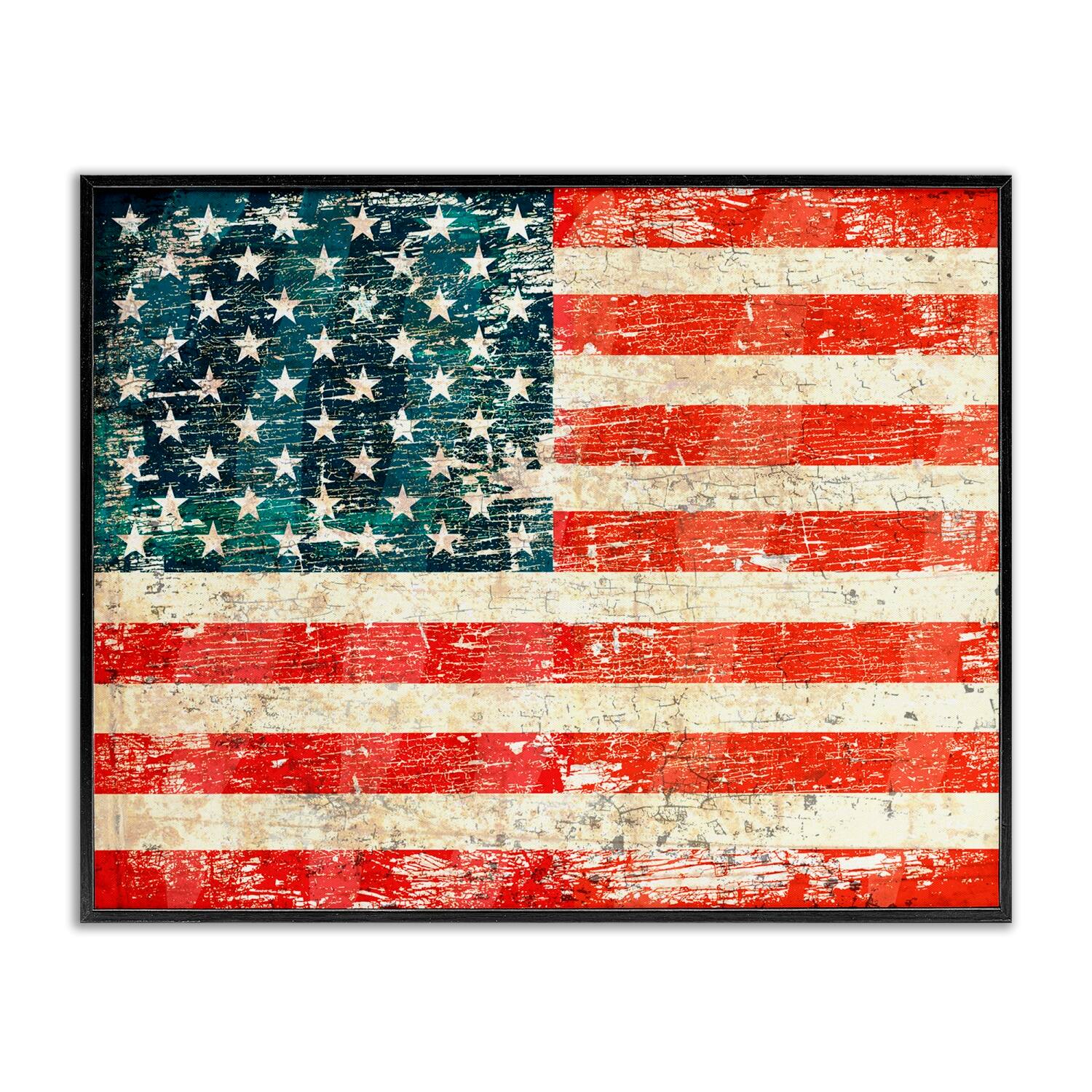 Stupell Industries Rustic American Flag Framed Giclee Art