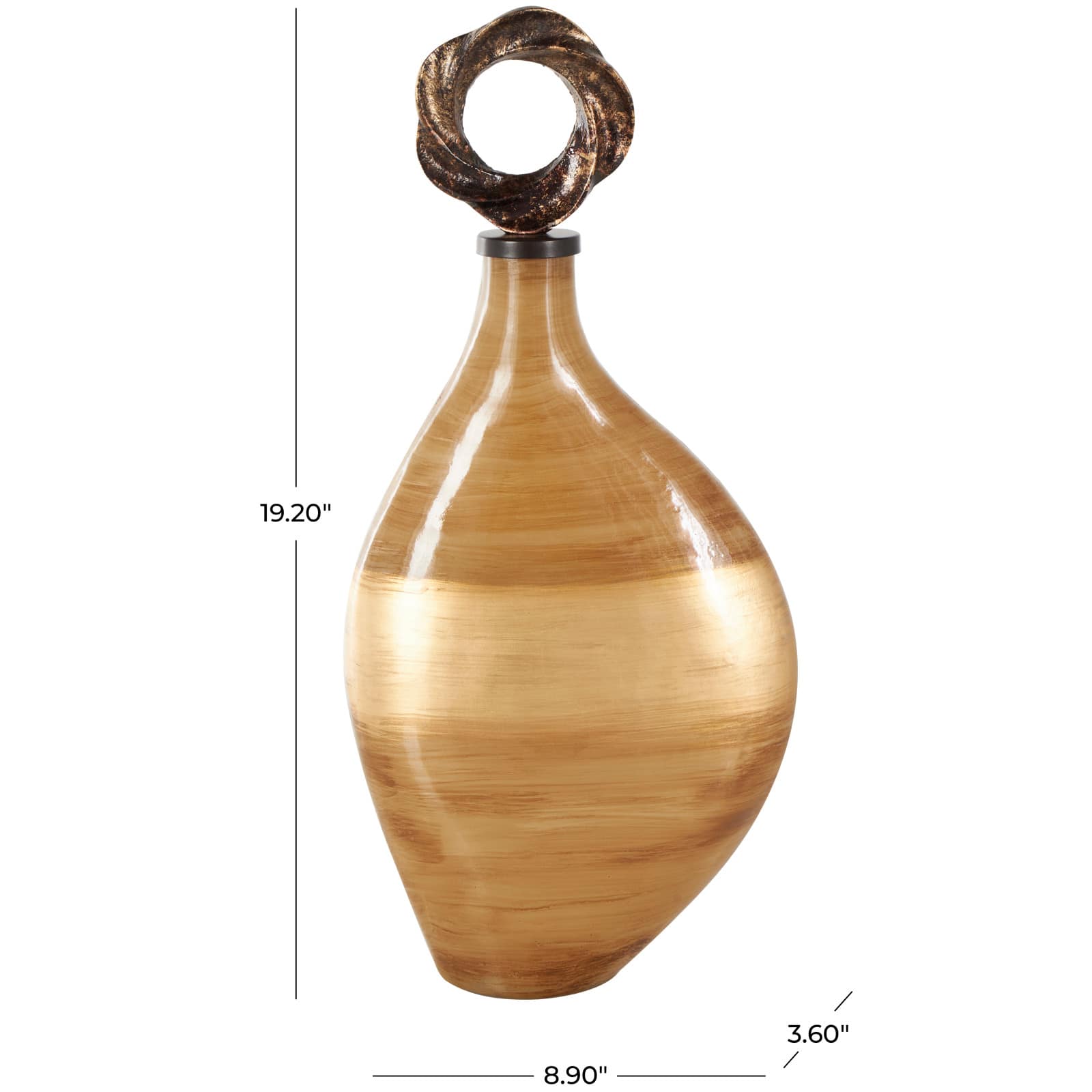 19" Light Brown, Gold & Bronze Glass Brushed Ombre Decorative Jars with Ring Top