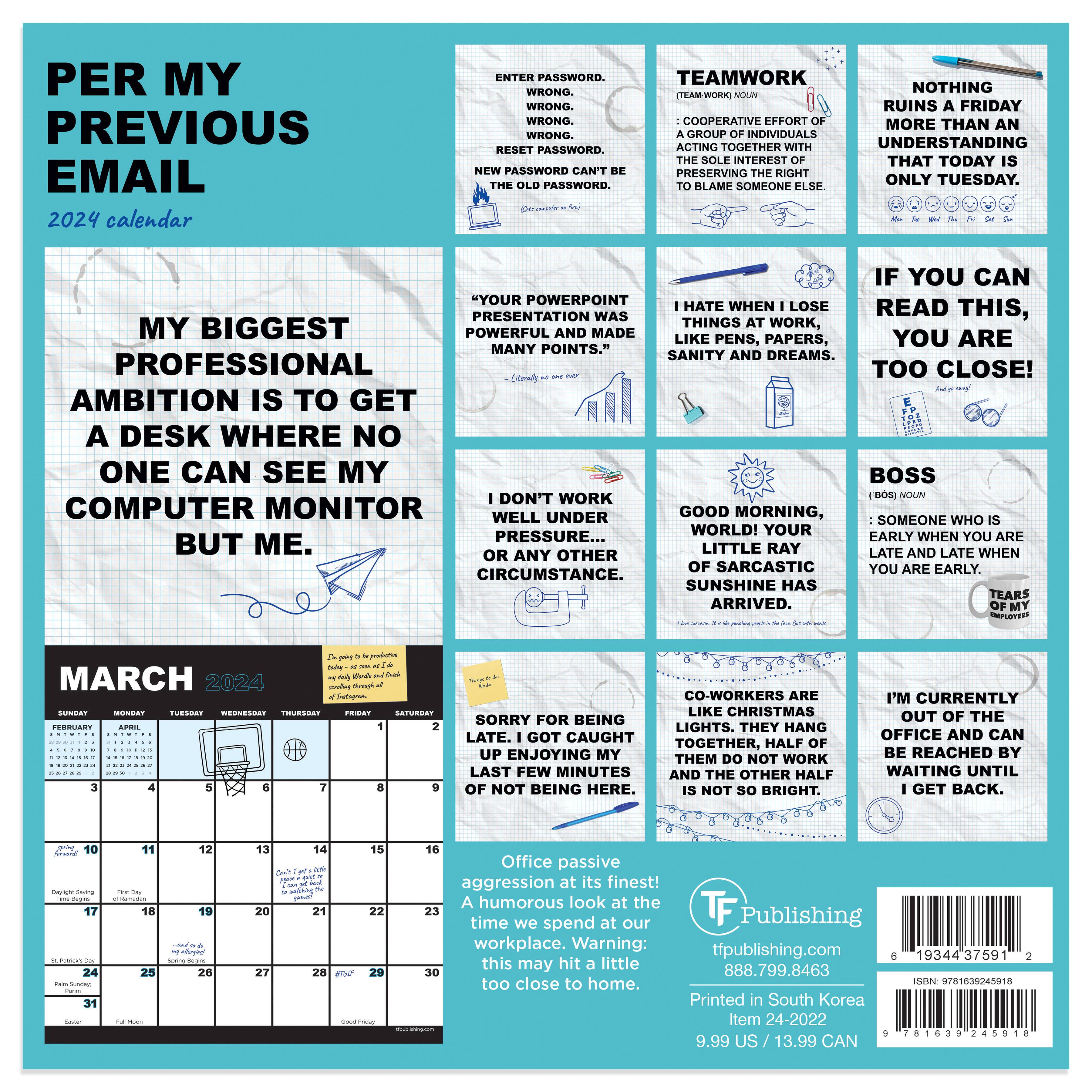 TF Publishing 2024 Per My Previous Email Mini Calendar