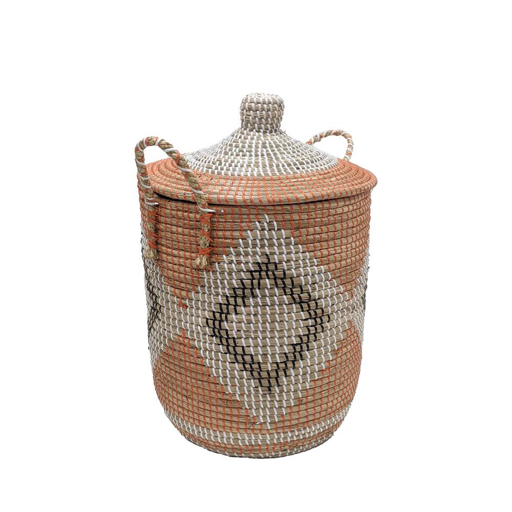 21" Orange Seagrass Basket with Lid by Ashland®
