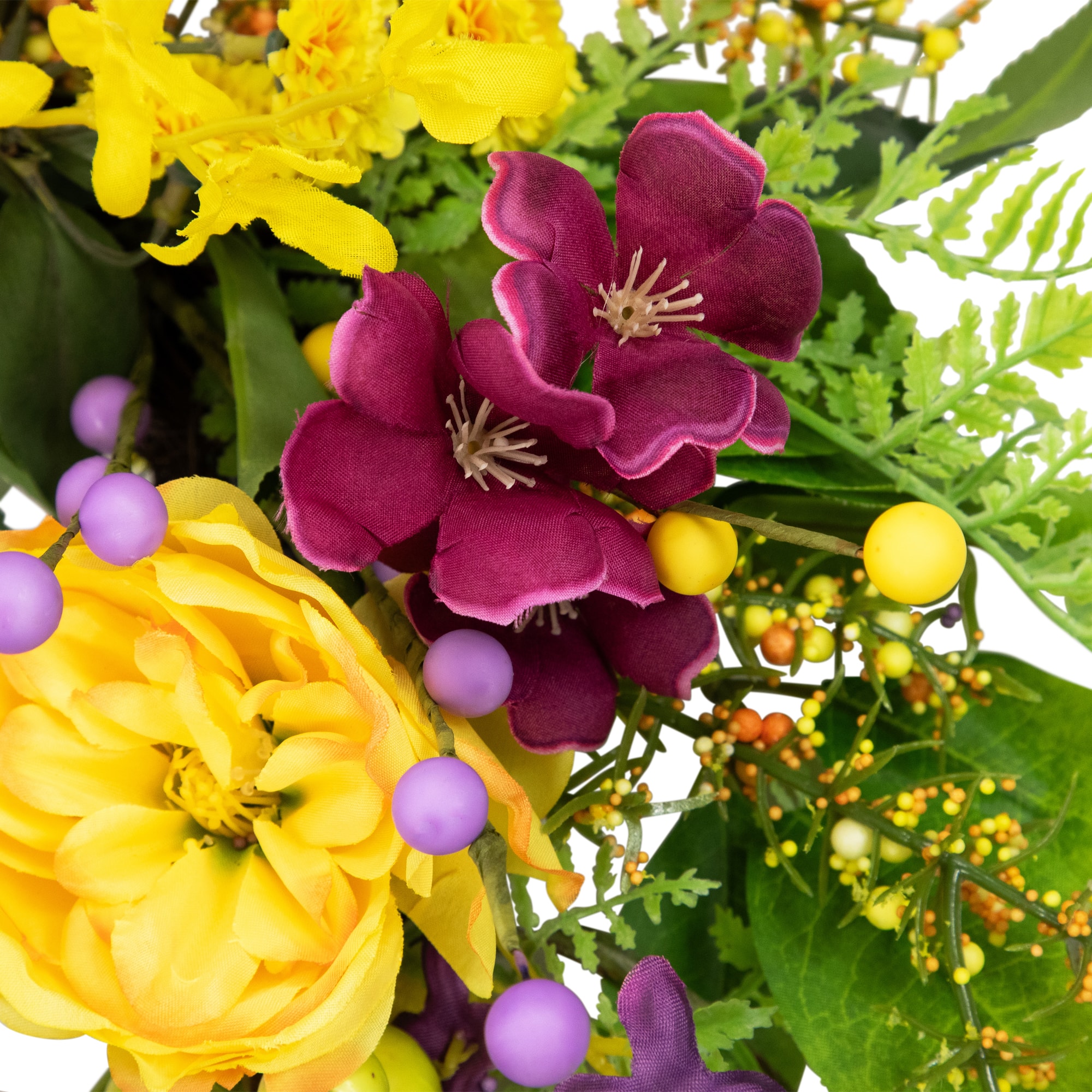 24" Yellow & Purple Peonies & Forsythia Spring Wreath