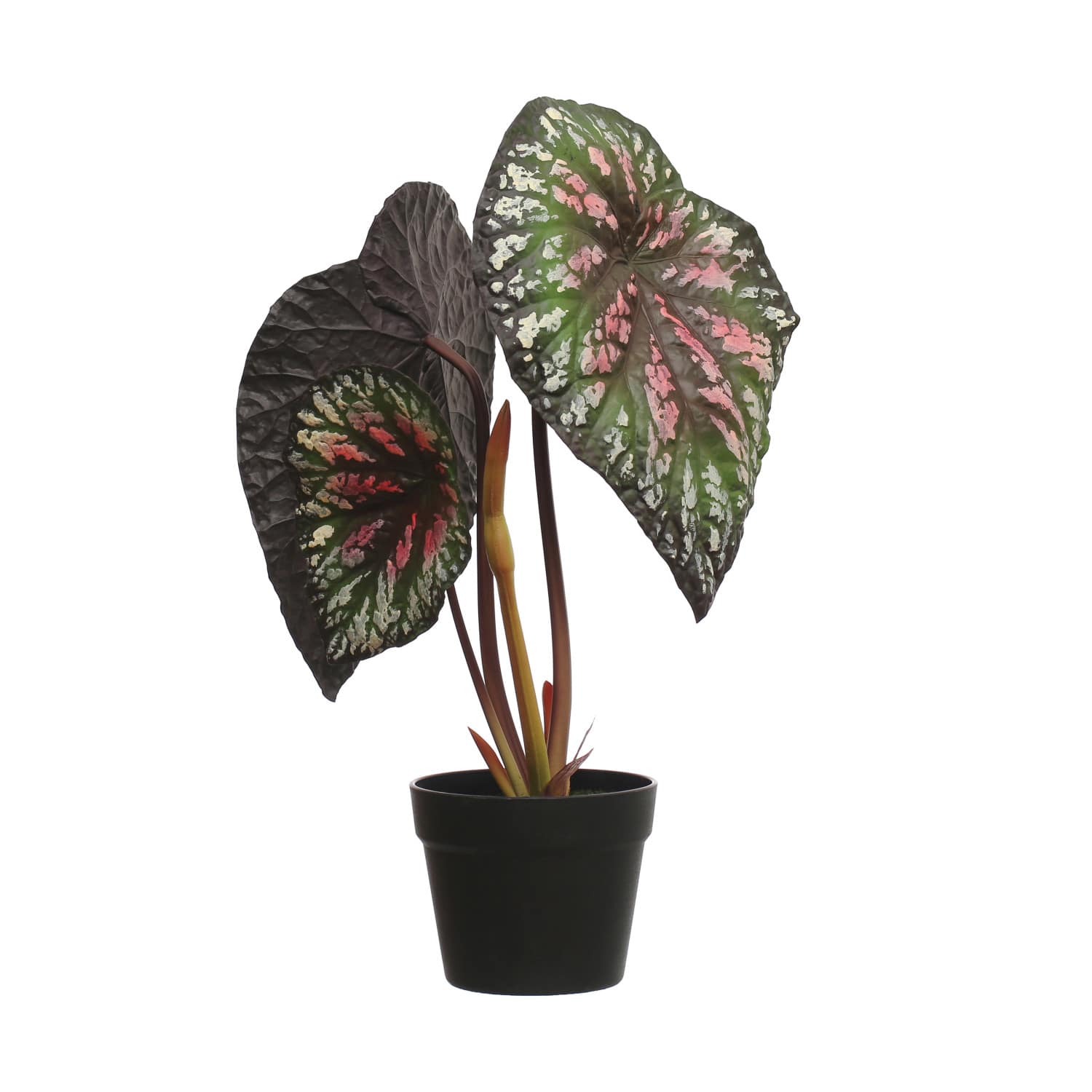 23&#x22; Round Faux Begonia Plant in Plastic Pot