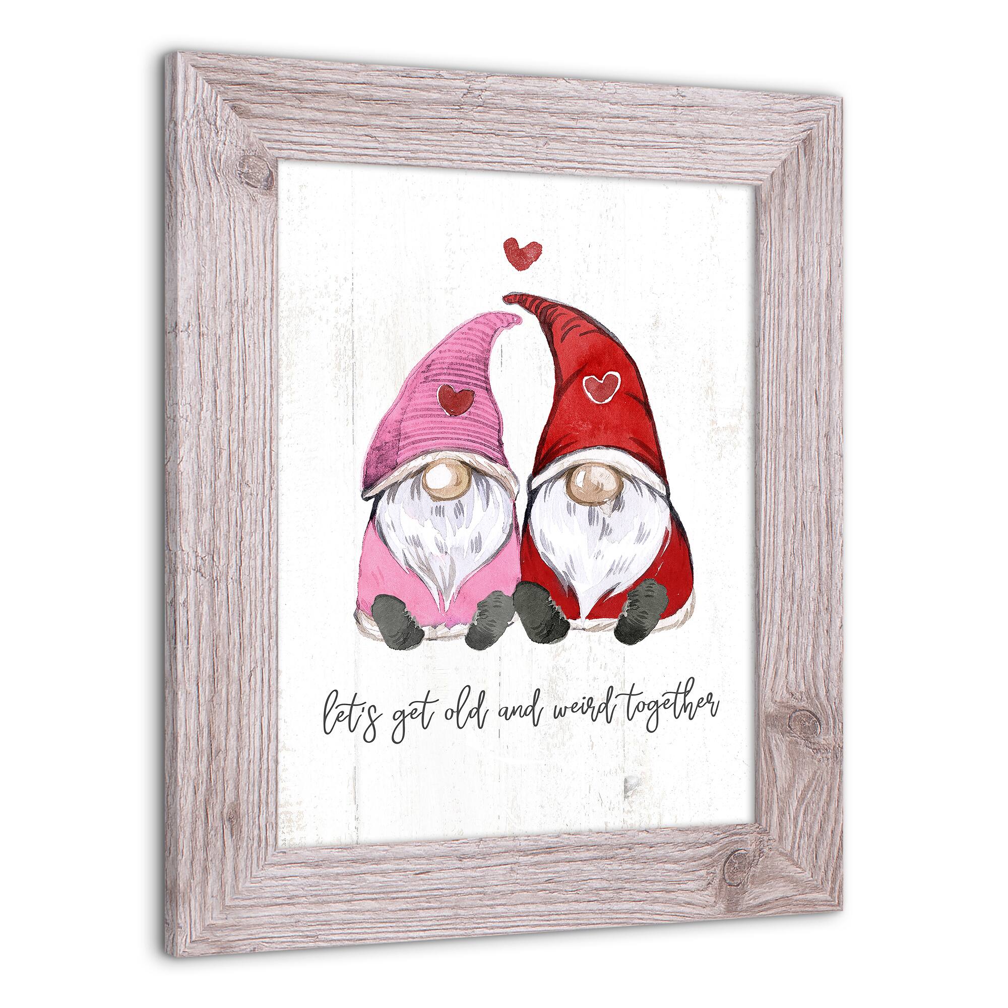 Get Old And Weird Together Gnomes Western White Framed Print