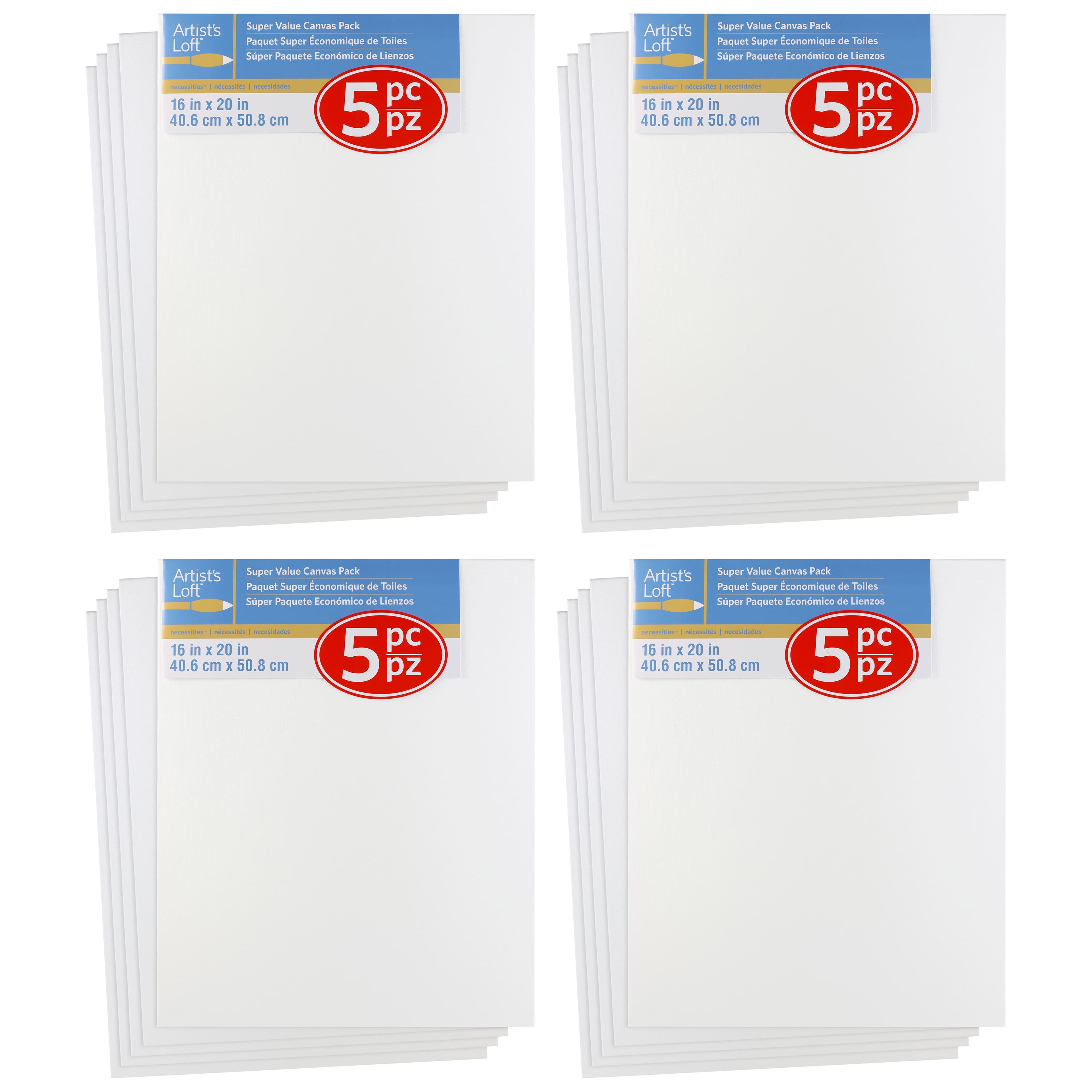 4 Packs: 5 ct. (20 total) 16 x 20 Super Value Canvas by Artist's