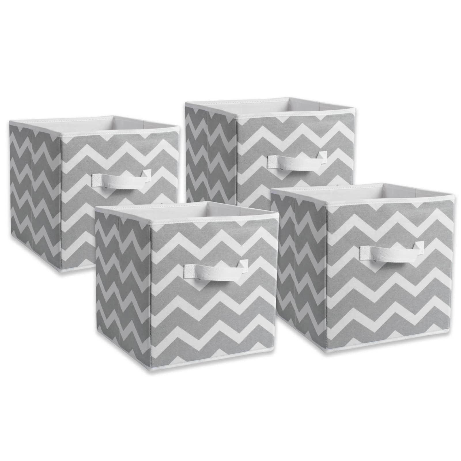 DII® 11" Gray Chevron Square Non-Woven Fabric Cubes, 4ct.