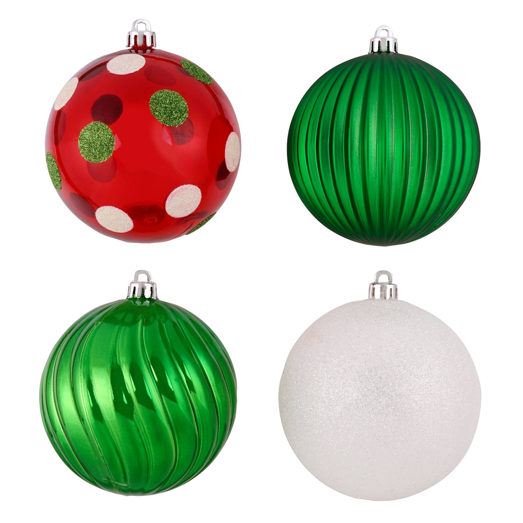 Ensemble De 10 Boules De Noël De 10 Cm Rouge Blanc Et Vert Dashland