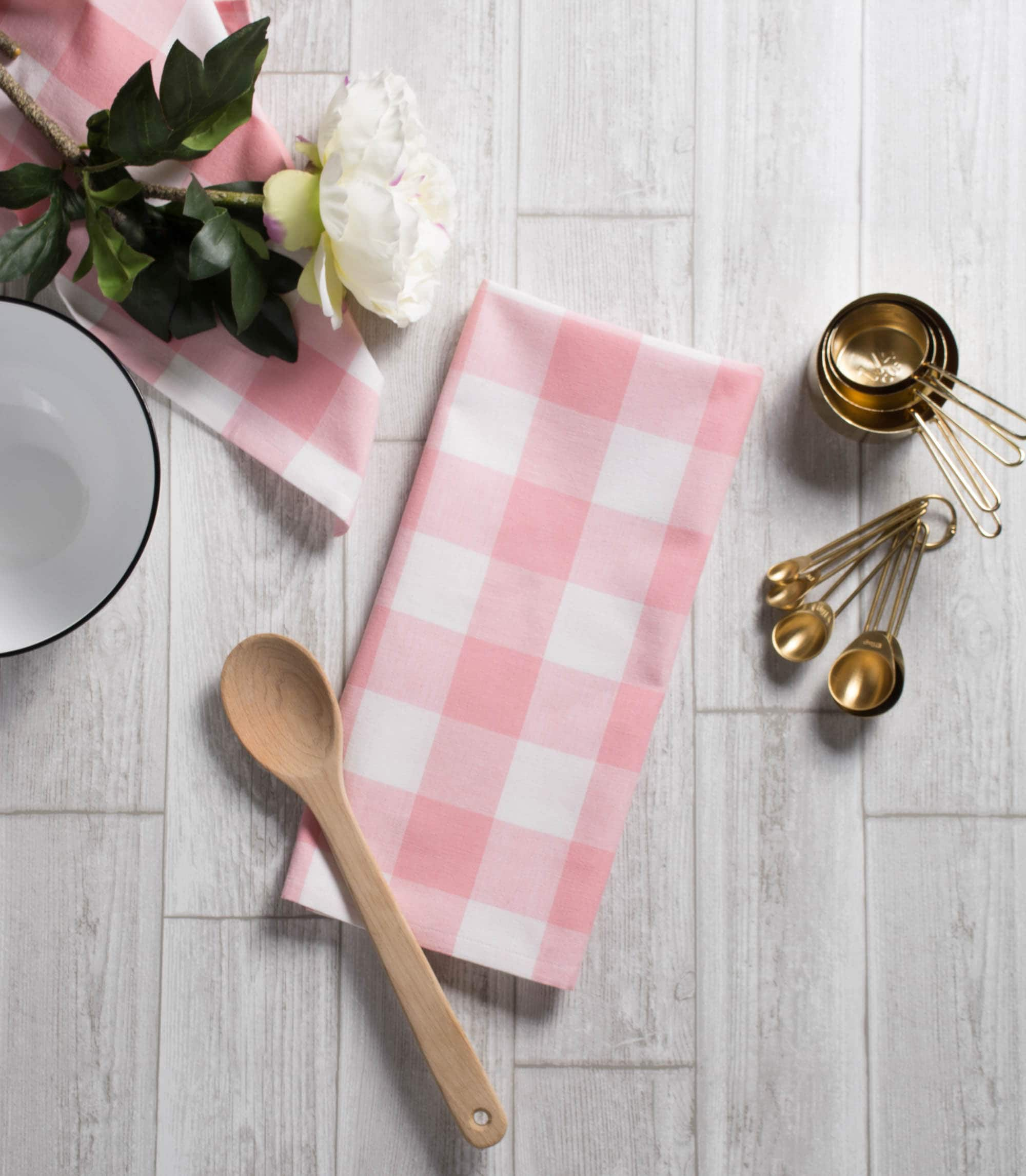 DII&#xAE; Pink Buffalo Check Dishtowels, 3ct.