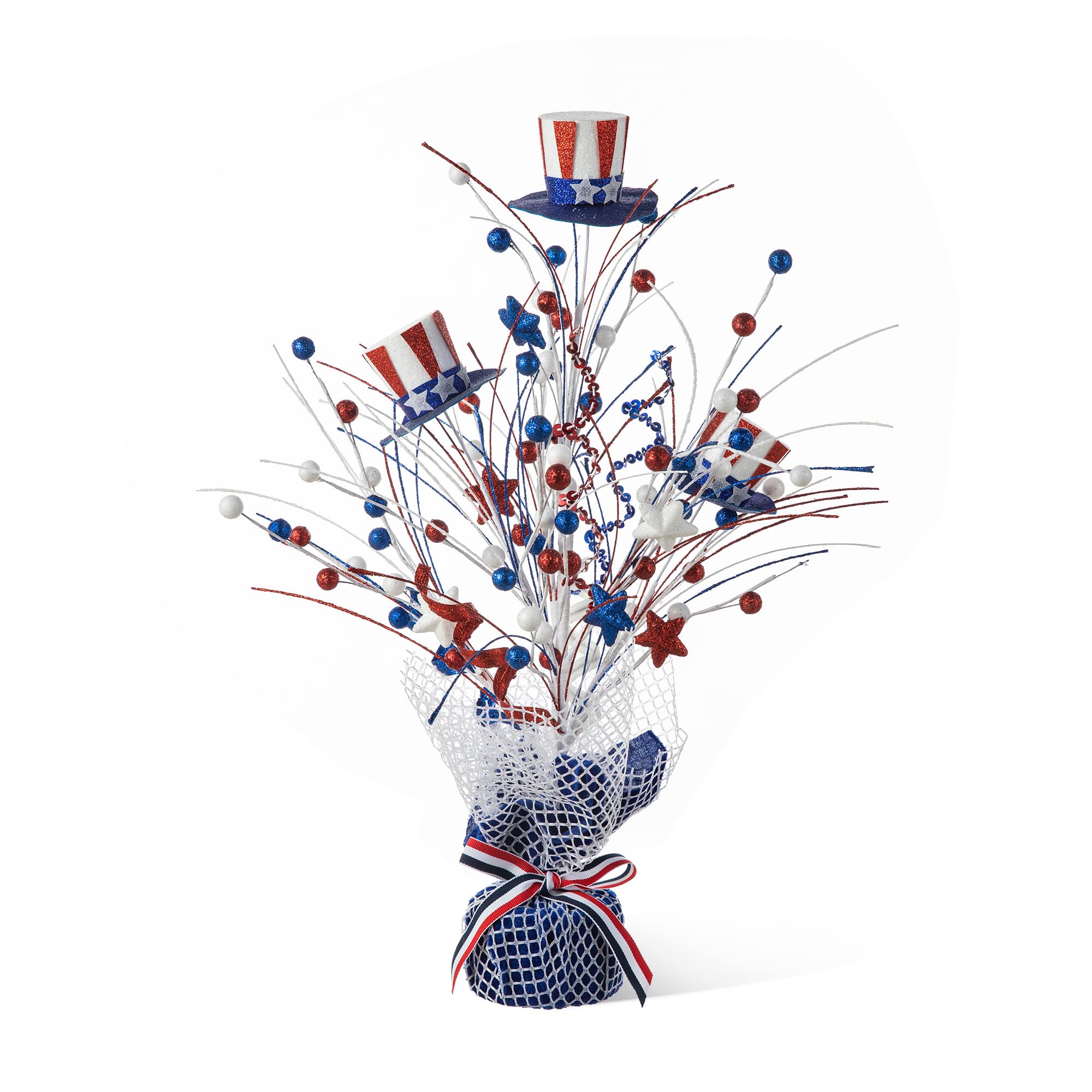 Glitzhome® 20" Patriotic Americana Top Hat Table Tree
