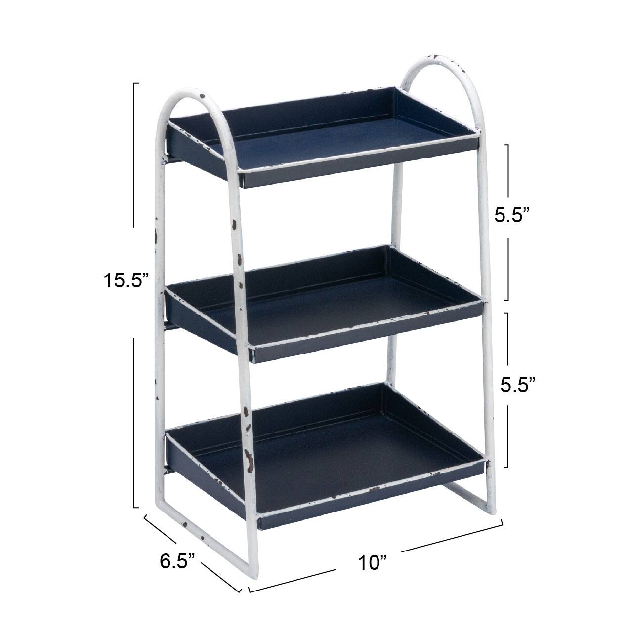 Hello Honey&#xAE; 15.5&#x22; Heavily Distressed 3-Tier Metal Tray with White Frame &#x26; Rim