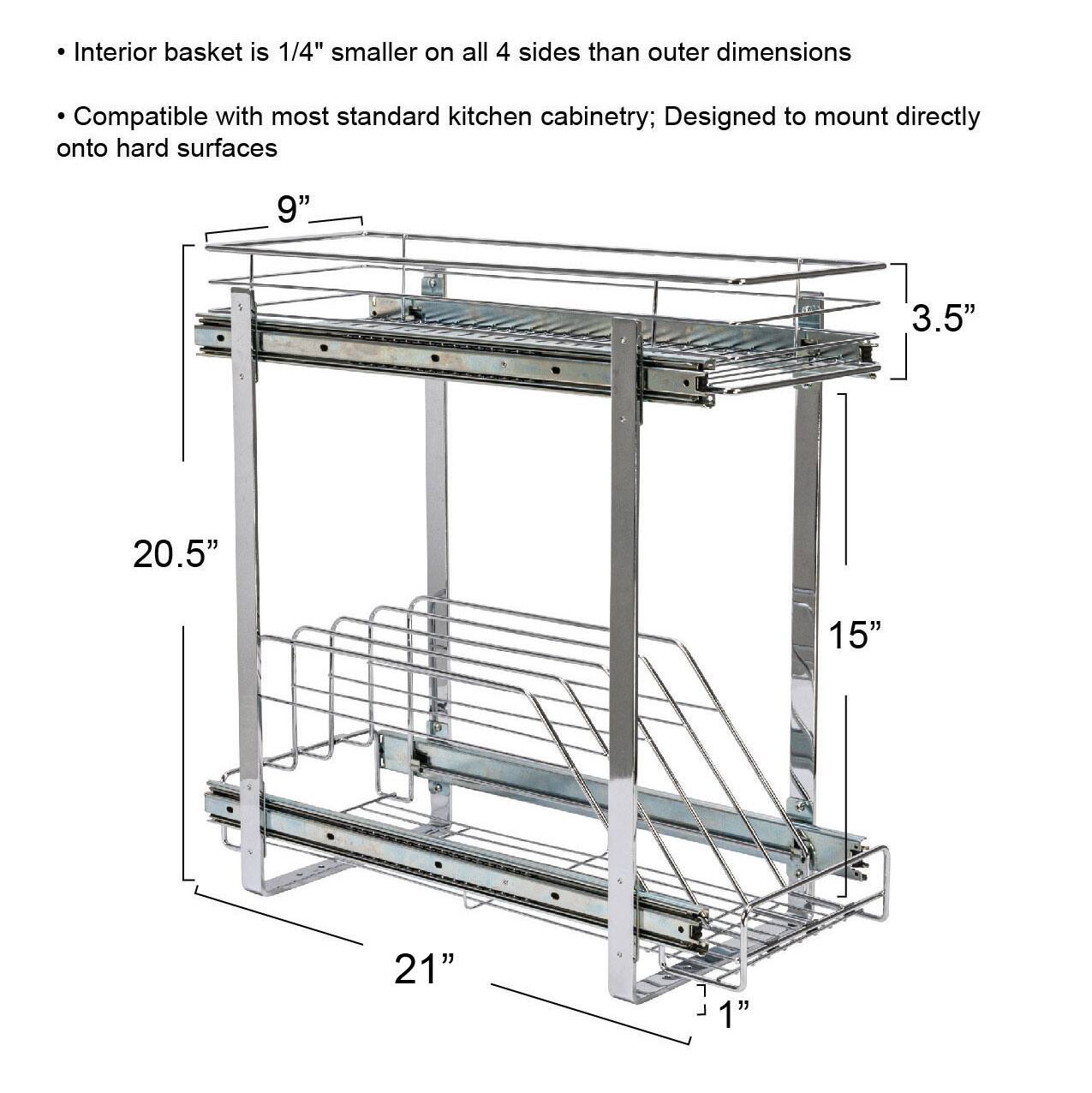 Household Essentials Glidez Chrome-Plated Steel 2-Tier Dual-Sliding Storage Organizer