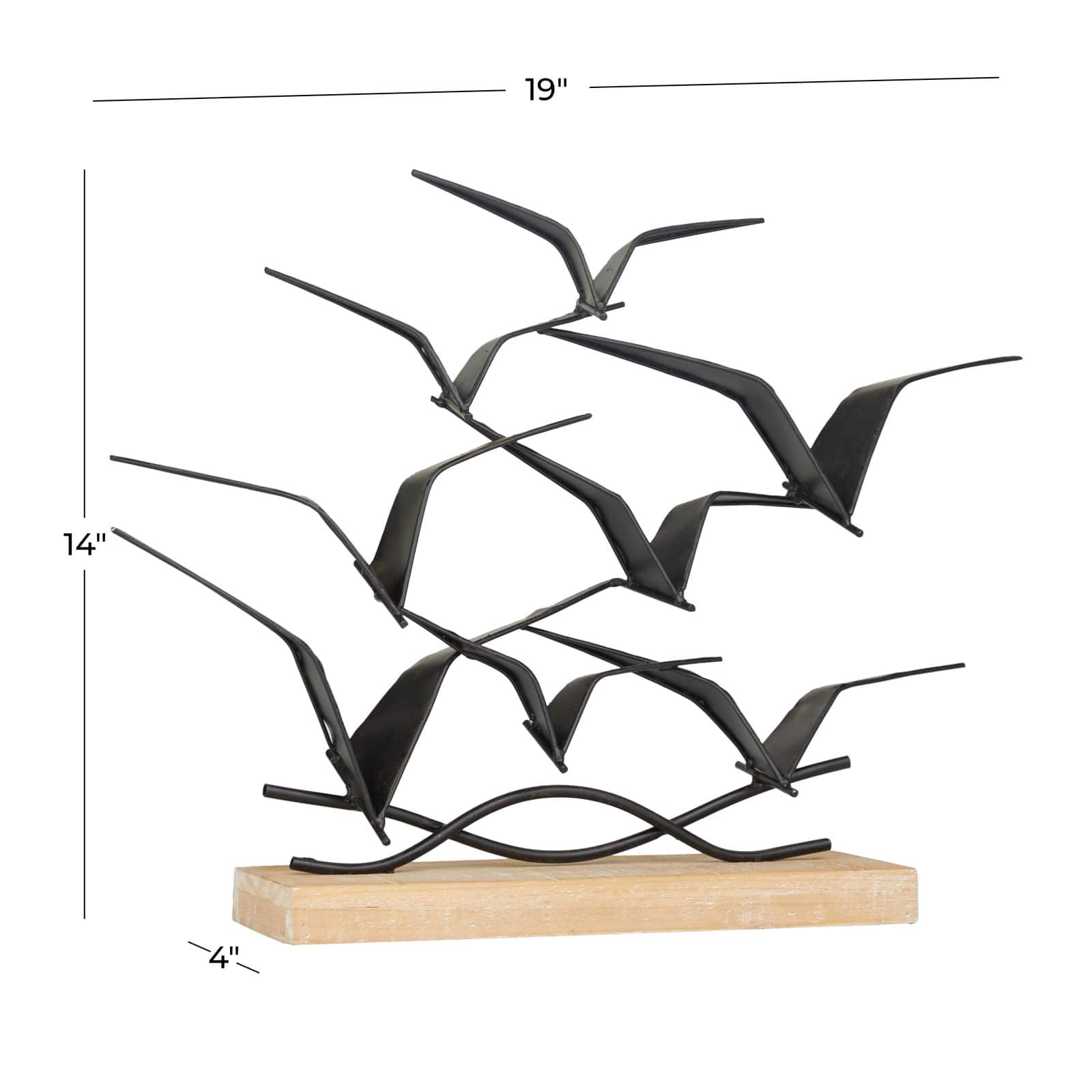 Black Metal Coastal Birds Sculpture, 14&#x22; x 19&#x22; x 4&#x22;